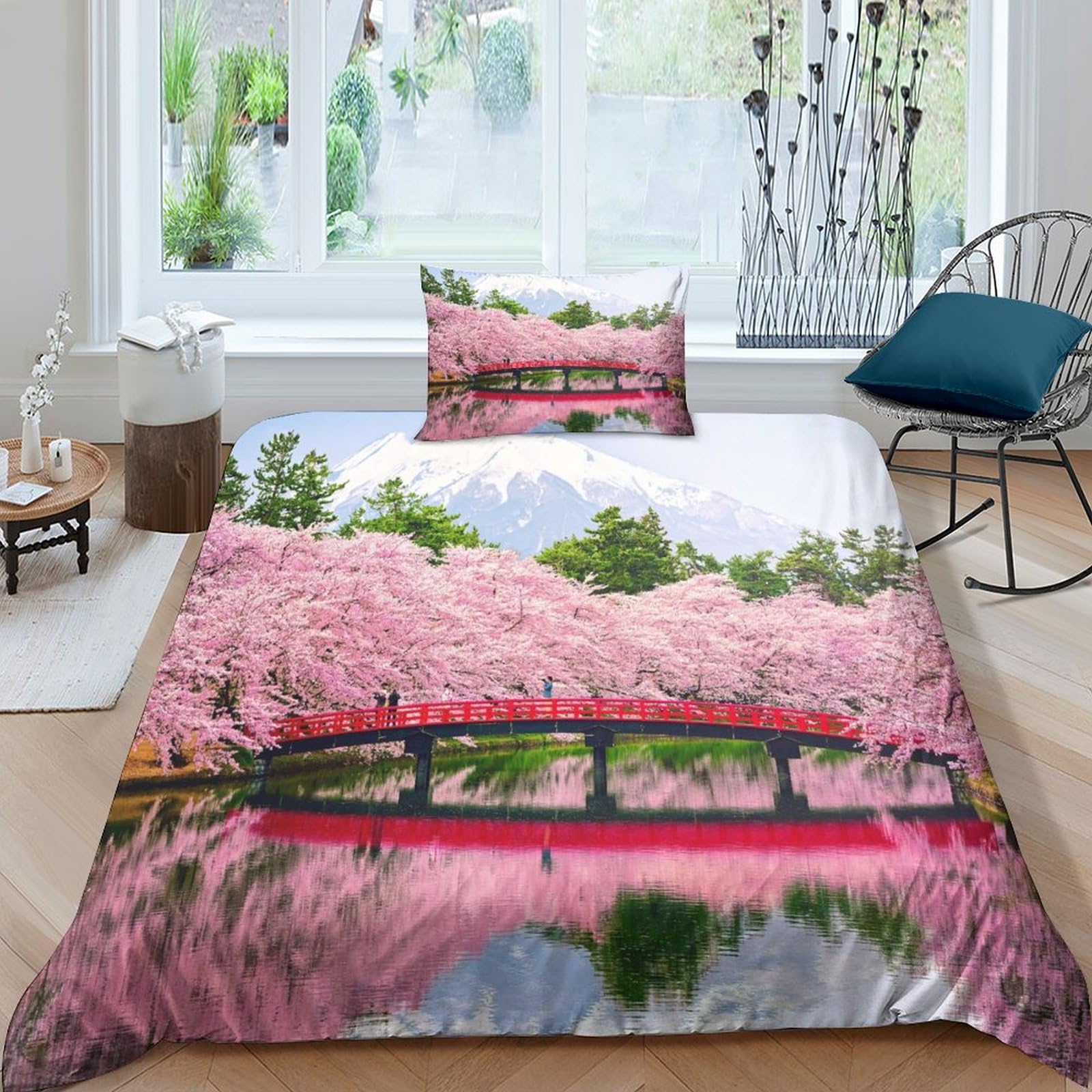 Parure de lit Sakura en microfibre douce anti-plis pour simplifier le lavage du lit de fille