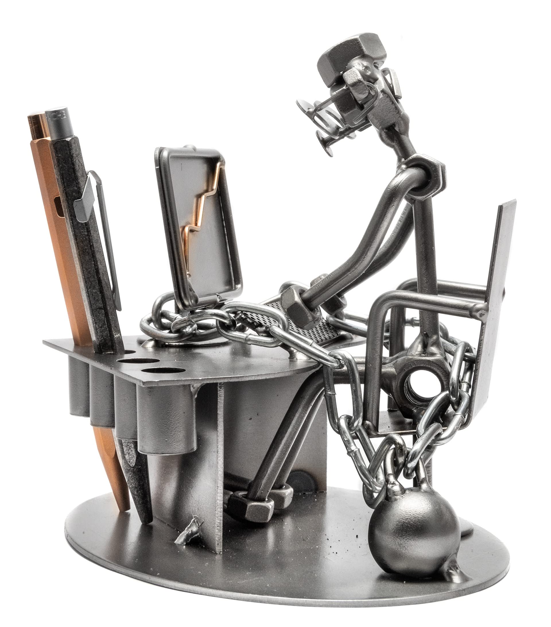 STEEMO Schraubenmännchen Büro Workaholic Geschenk Stiftehalter 16x12x16 cm