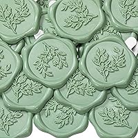 Vista 11 de Yoption Pegatinas de sello de cera de eucalipto, paquete de 50 pegatinas de sello de sobre autoadhesivas doradas antiguas para boda, fiesta