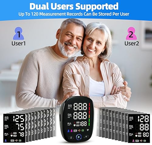 Miniatura 5 de Monitor automático de presión arterial en la parte superior del brazo para uso doméstico, pantalla retroiluminada LED, sincronización Bluetooth,