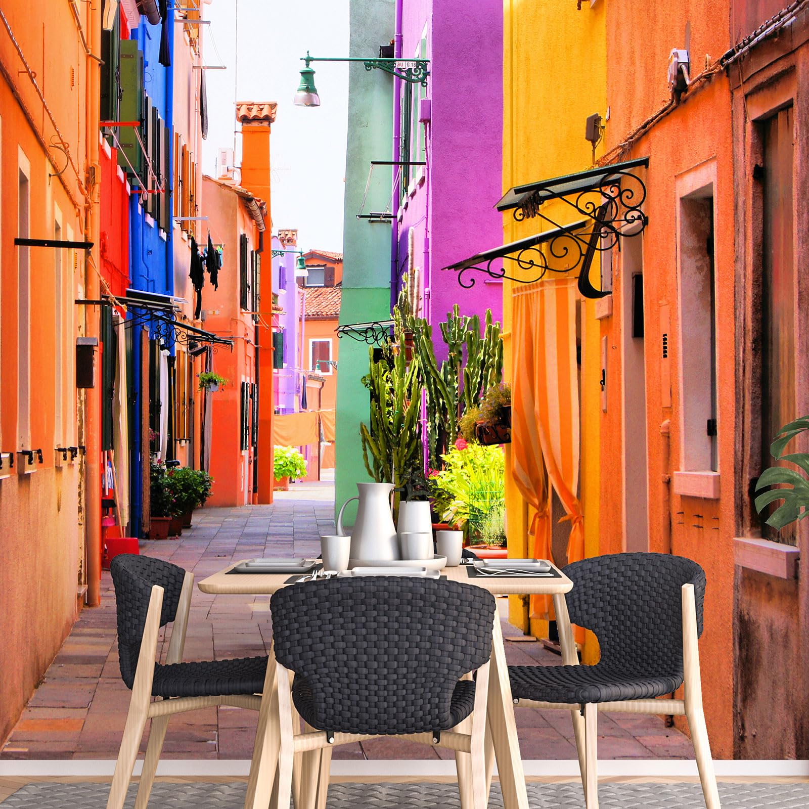 Papier peint panoramique Burano Lumalea pour un salon lumineux