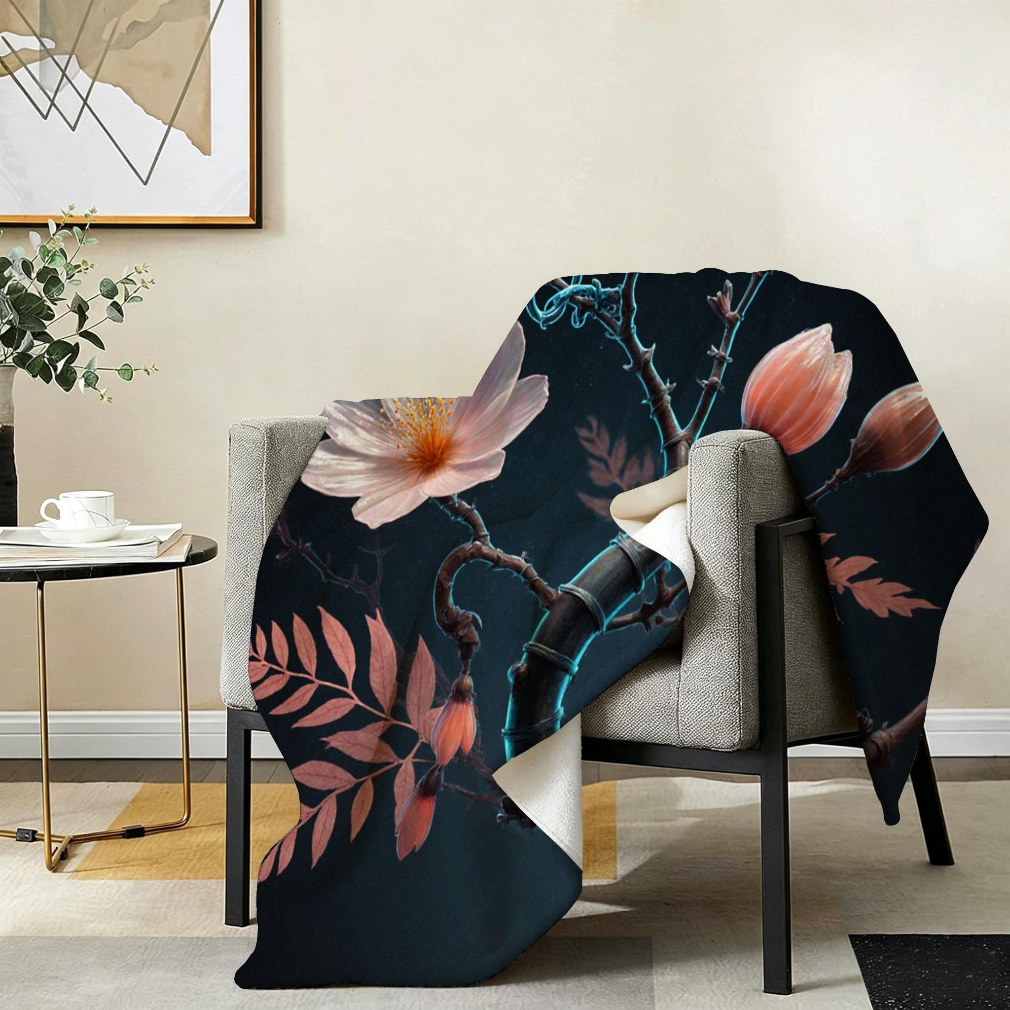 Coperta Pile Matrimoniale 240x260 cm Fiore Blu, Coperta XXL Super Morbida Multiuso Come Copriletto o Plaid da Salotto, Calda e Leggera, Protezione dal Freddo, AW7182