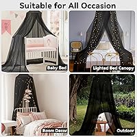 Vista 6 de Dosel de Cama con Luces, Dosel de Cama para Niñas Princesa con Estrellas Luminosas, Cortinas de Cama con Dosel para Camas de Individual a King