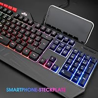 Rii RK202 Gaming Billentyűzet, RGB Háttérvilágítású USB Gamer Klaviatúra 19 Anti-Ghosting Funkcióval, PC/Laptop/PS4/Xbox One Kompatibilis - B086DC4MRL 4