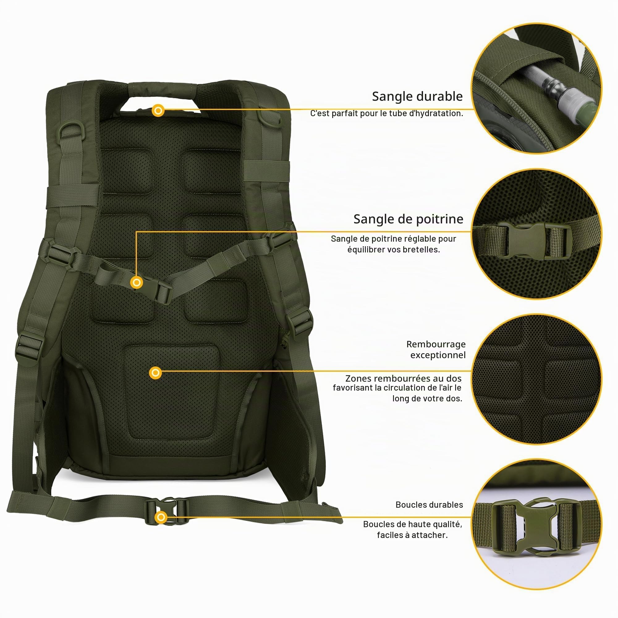 Mardingtop 40L Militaire Armée Sac à dos tactique multifonctionnelles rangement Adulte Sacs à Dos Trekking/Randonnée/en Plein air