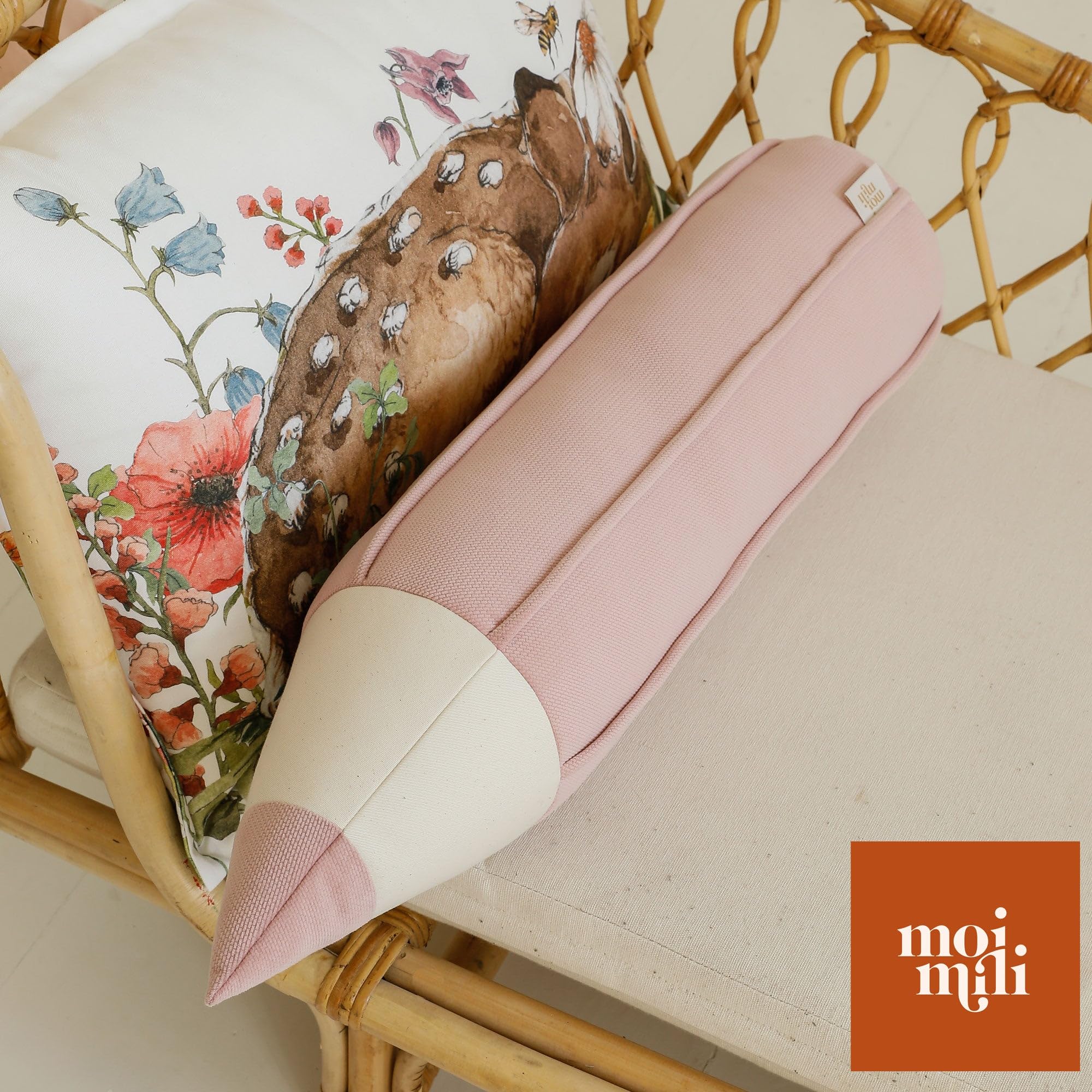 Moi Mili Dekokissen Buntstiftform Großes Kissen mit Füllung 65 x 18 cm für Jungen und Mädchen Bunststift-Kissen für Sofa Bett Kopfkissen