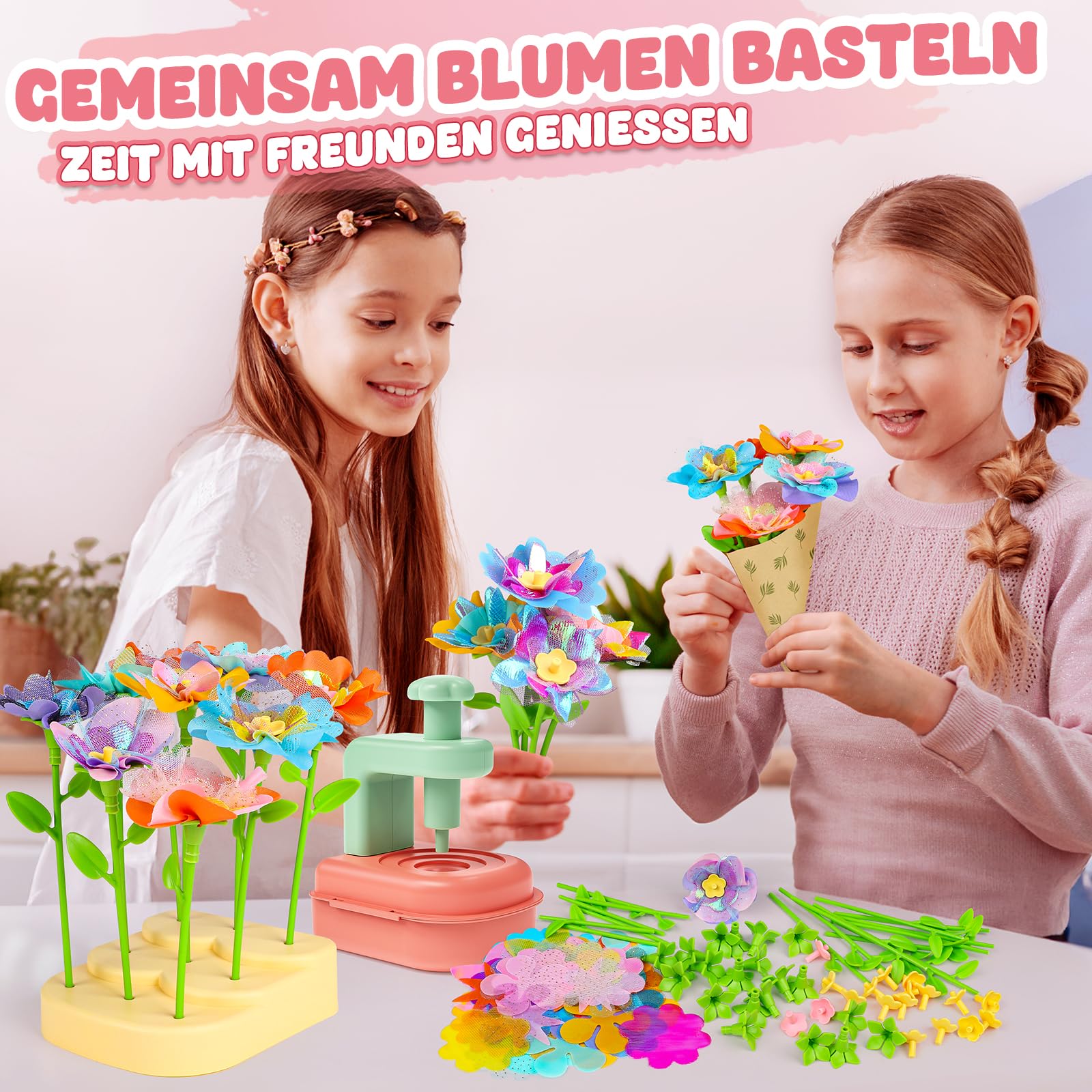 Jofuni Blumenpresse Kinder, Geschenk Mädchen 5 6 7 8 Jahre Gepresste Blumen zum Basteln, Basteln 8 Jahre Blumen Bastelset für Mädchen, Spielzeug ab 5 Jahre Kinder
