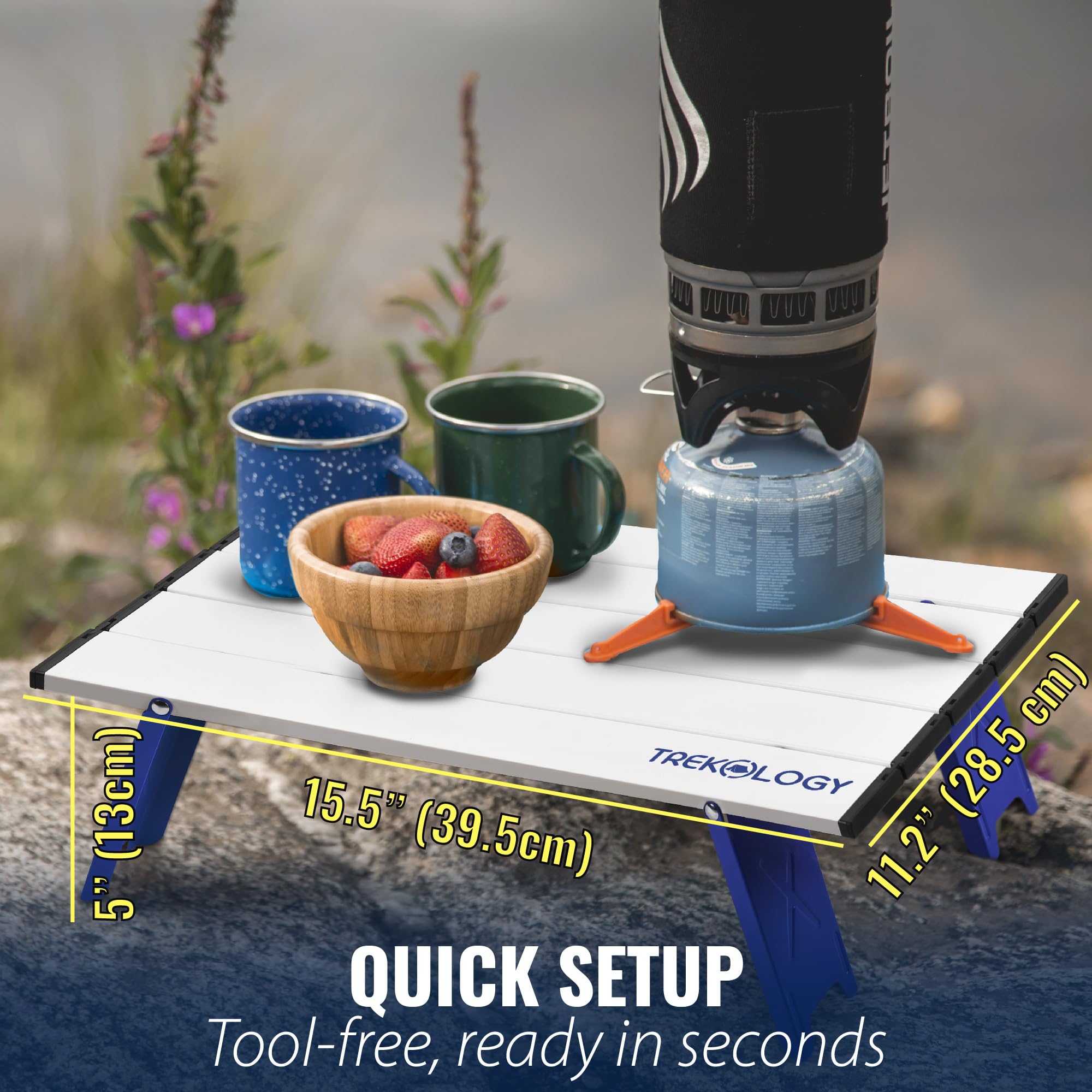 TREKOLOGY Portable Beach Table, Mini Folding Beach Table for Sand, Compact Foldable Design, Quick Setup, Weather-Resistant, Lightweight, Ideal for Beach, Hiking, Picnics, and Camping