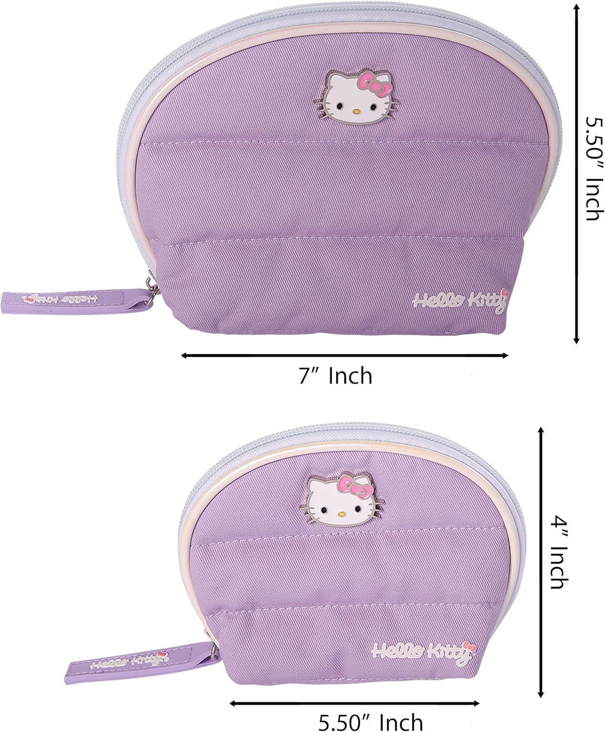 SALLY ROSE Sanrio Hello Kitty Makeup Bag Set Official License, Quilted Dome Cosmetic Travel Bags, Cute Make Up Bags