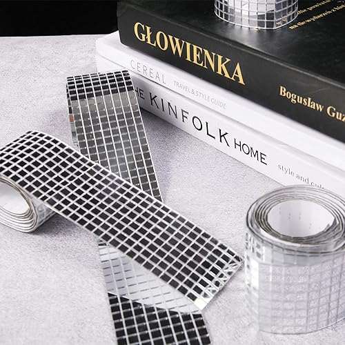 Miniatura 2 de Azulejos de mosaico, 3200 unidades de azulejos de discoteca autoadhesivos de 0.197 x 0.197 in, calcomanías de mosaico de espejo cuadrado para