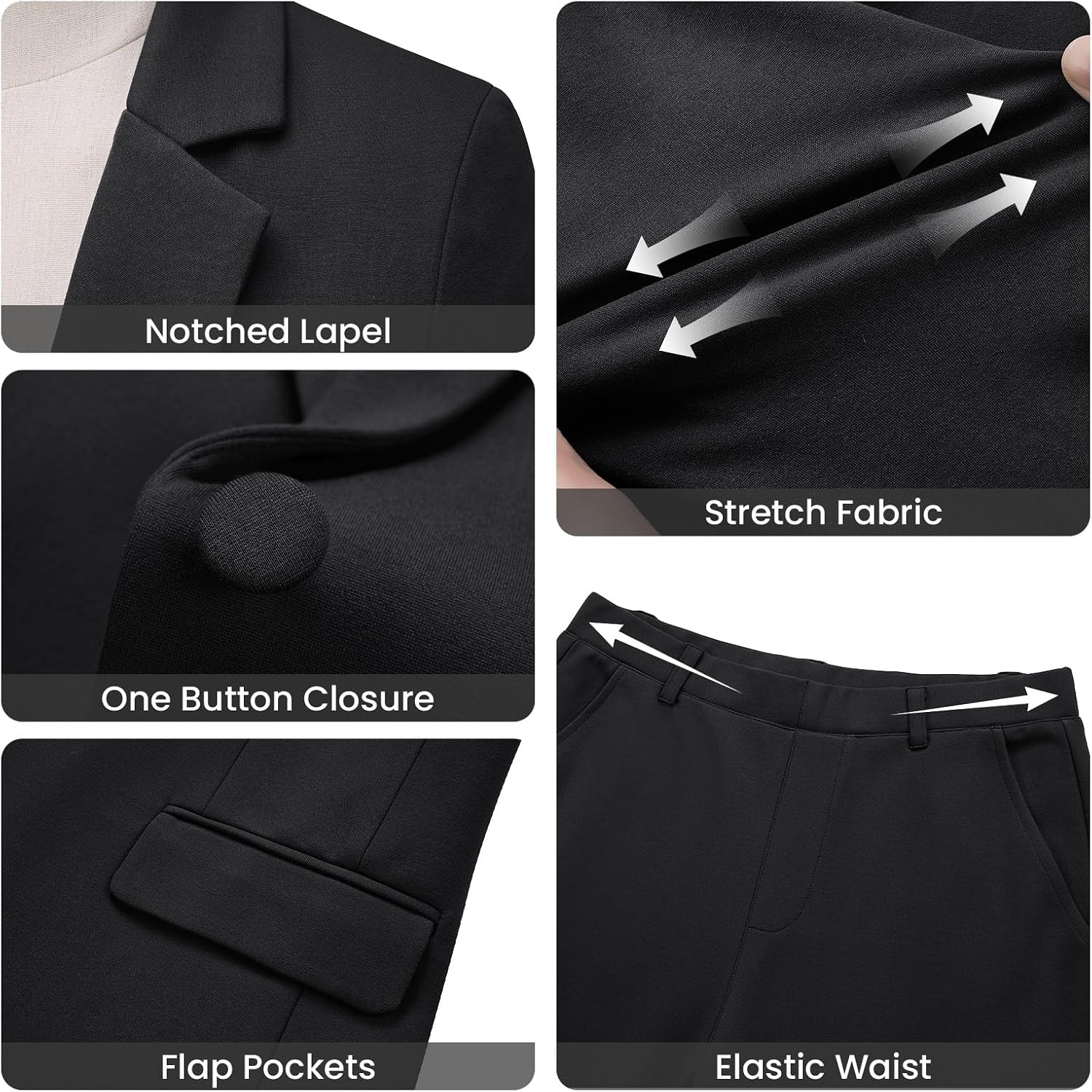 Kelyaa Women's 2 Piece Suit Set Business Casual Slim Fit One Button Blazer and Pant Suit for Office Work Professional Outfits
