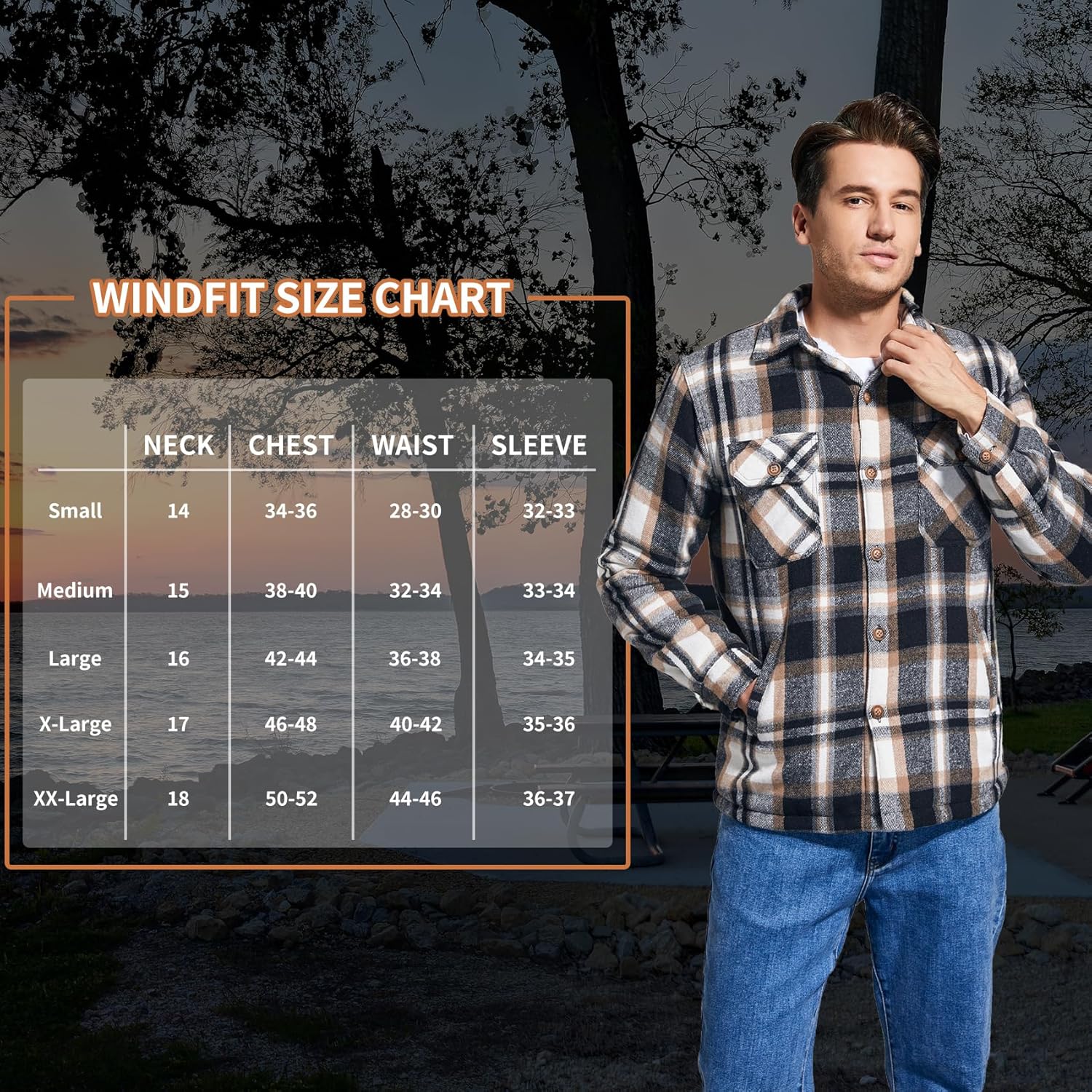 Men's Cotton Sherpa Lined Button Down Flannel Shirt Jacket Plaid Soft Outdoor Flannel Jacket Shirt - Image 7