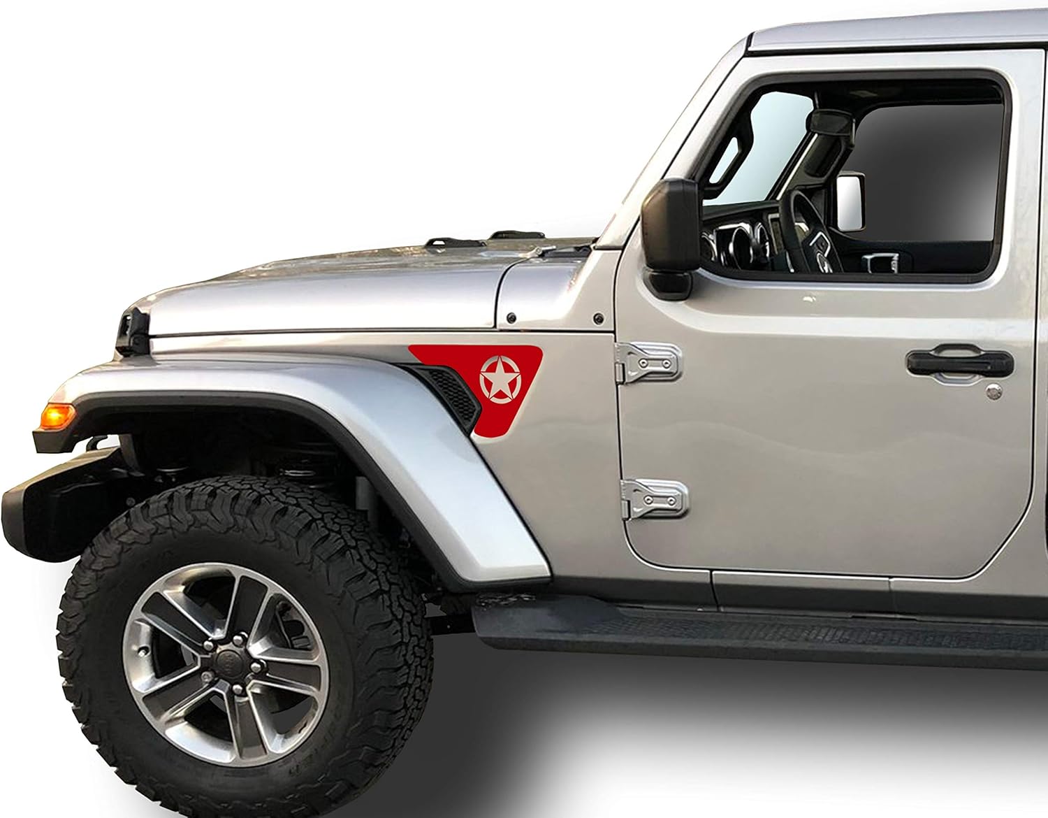 Tower Decals Matte Black Star Fender Vent Inlays Fits: 2018 & up Jeep Wrangler JL JT Sport Moab Sahara Altitude 0273