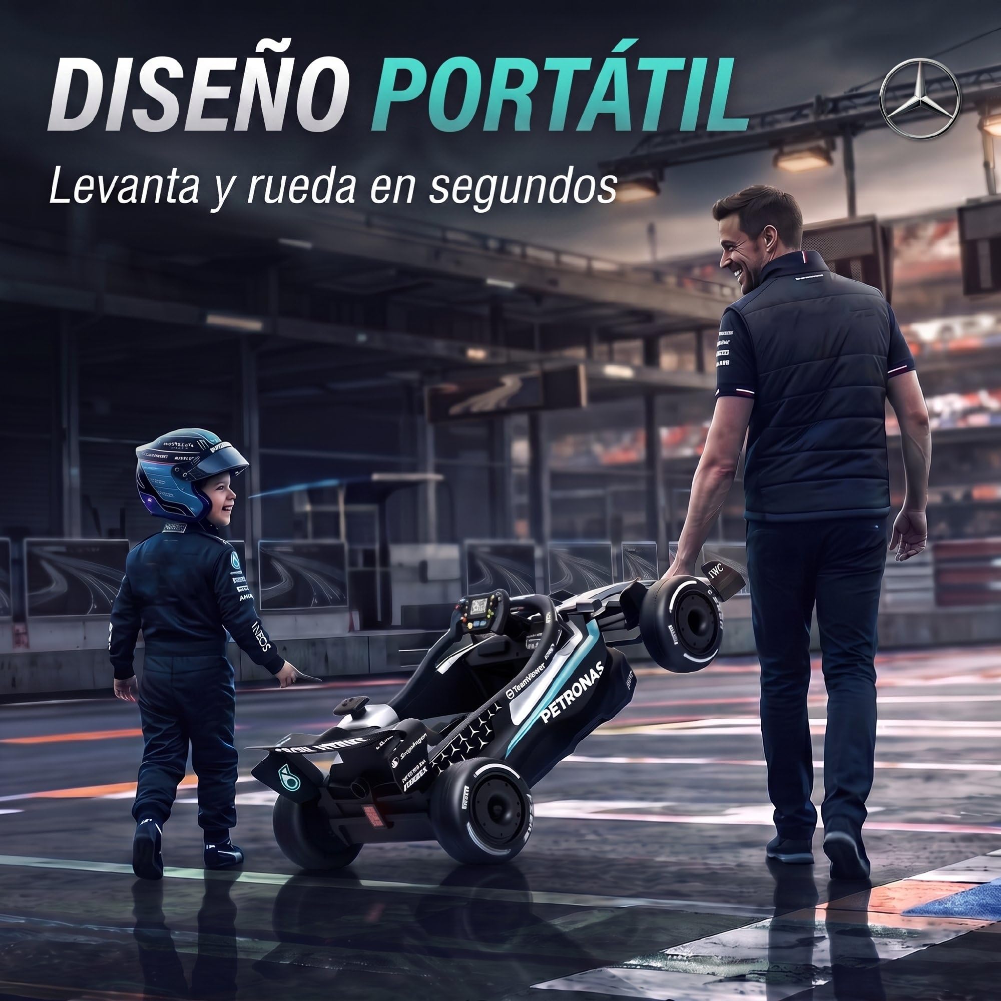 AIYAPLAY Kart Eléctrico para Niños 12V Mercedes-AMG Petronas F1 Negro