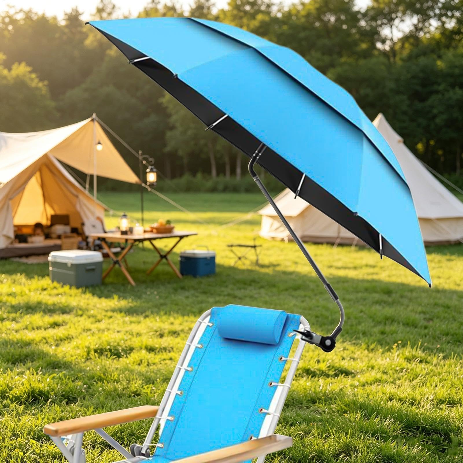 Sombrilla Con Clip Para Silla De Jardín Doble Dosel Portátil Ajustable 180° | Sombrilla Para Tumbonas Para Exterior Playa Tomar El Sol Viajes Vacaciones Camping Picnics Patio Silla De Rued