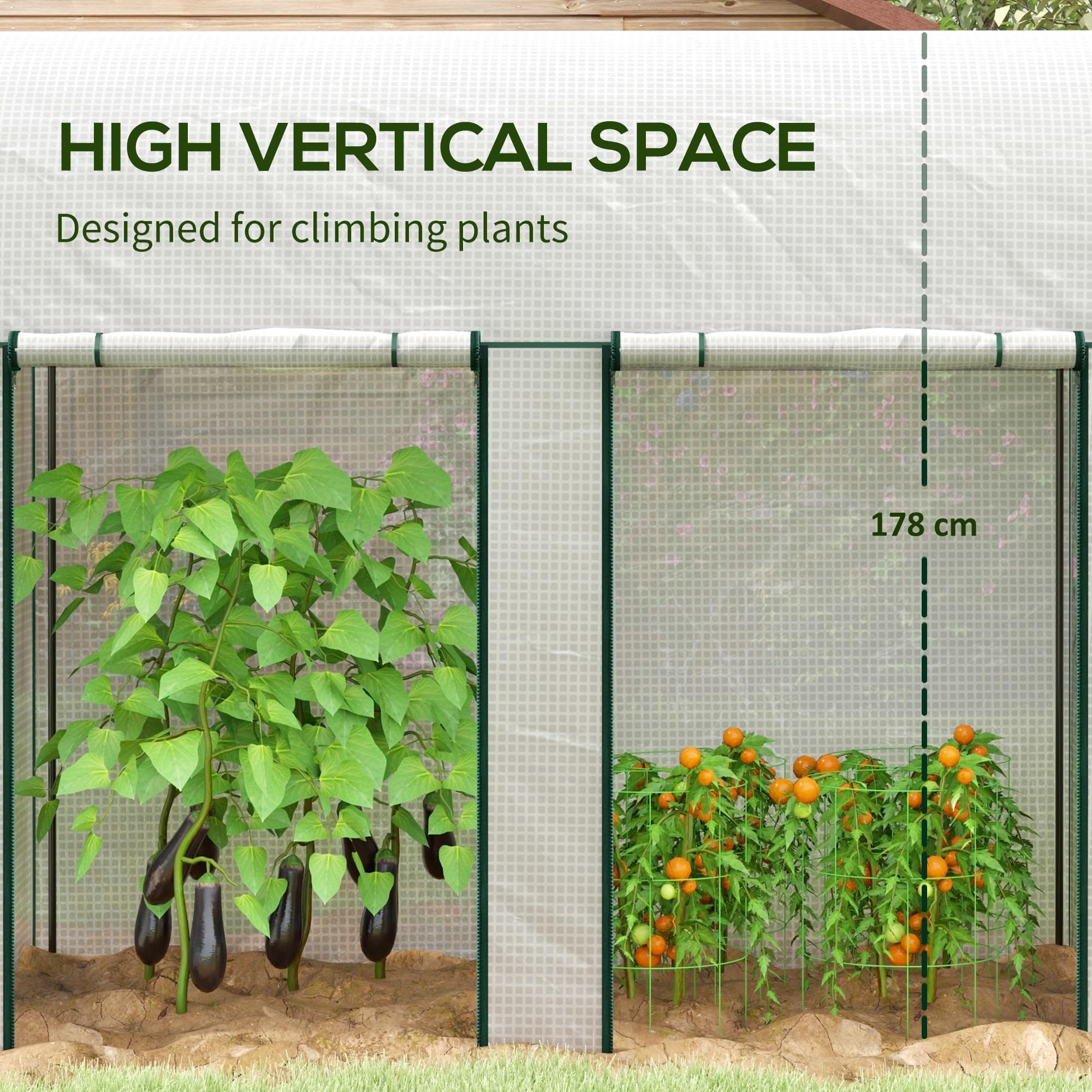 Outsunny Walk-In Greenhouse with Zipped Roll Up Doors - Image 3