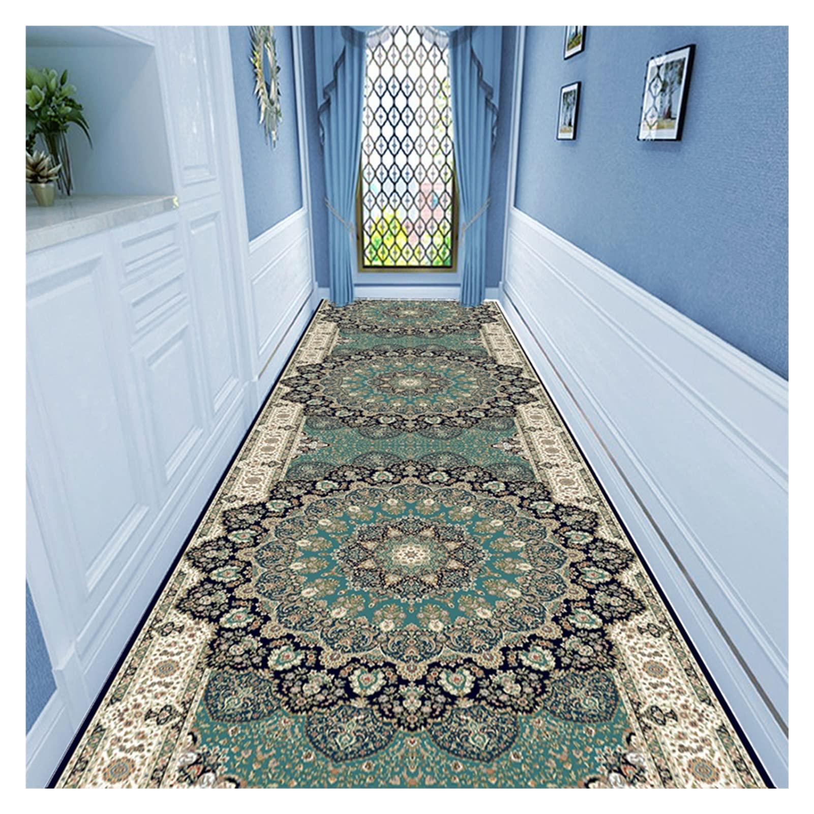 Traditional Hallways Carpet Runner, Non Slip Washable Floor Mat Area Rugs, Easy to Clean, 10ft/12ft/16ft/17ft/18ft/20ft Long ( Size : 80x300cm(2.6ftx10ft) )