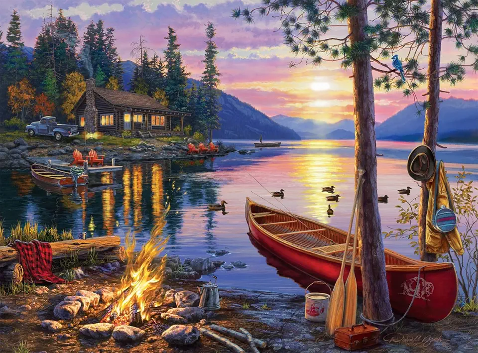 Buffalo Games - Darrell Bush - Canoe Lake - 1000 Piece Jigsaw Puzzle For Adults - Challenging Puzzle Perfect for Game Nights - Finished Size Is 26.75 x 19.75