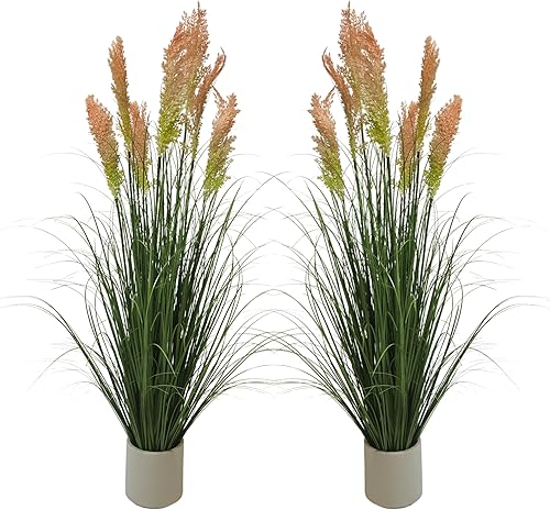 ECOFOREST 47 pulgadas 4 pies 1 paquete de plantas en maceta de hierba de las pampas hierba de las pampas sintética para decoración de la casa