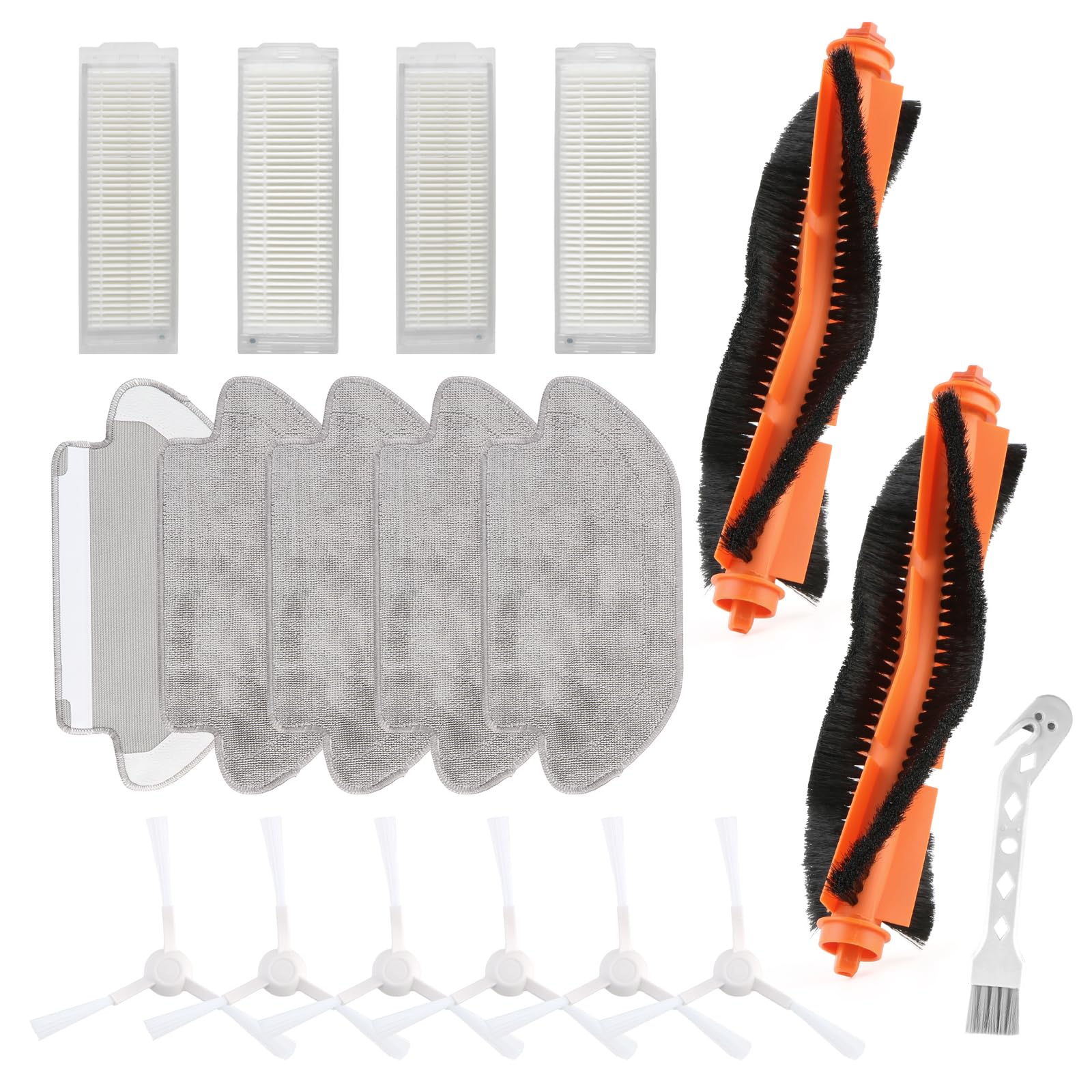 Para Xiaomi Robot Vacuum Mop 2S/ Mop P/Mop Pro/S12 /S10 EU T12 B106GL Repuesto Accesorios con 2 Cepillo Principal, 6 Cepillos Laterales, 4 Filtros Hepa, 5 Paños Fregado Accessory