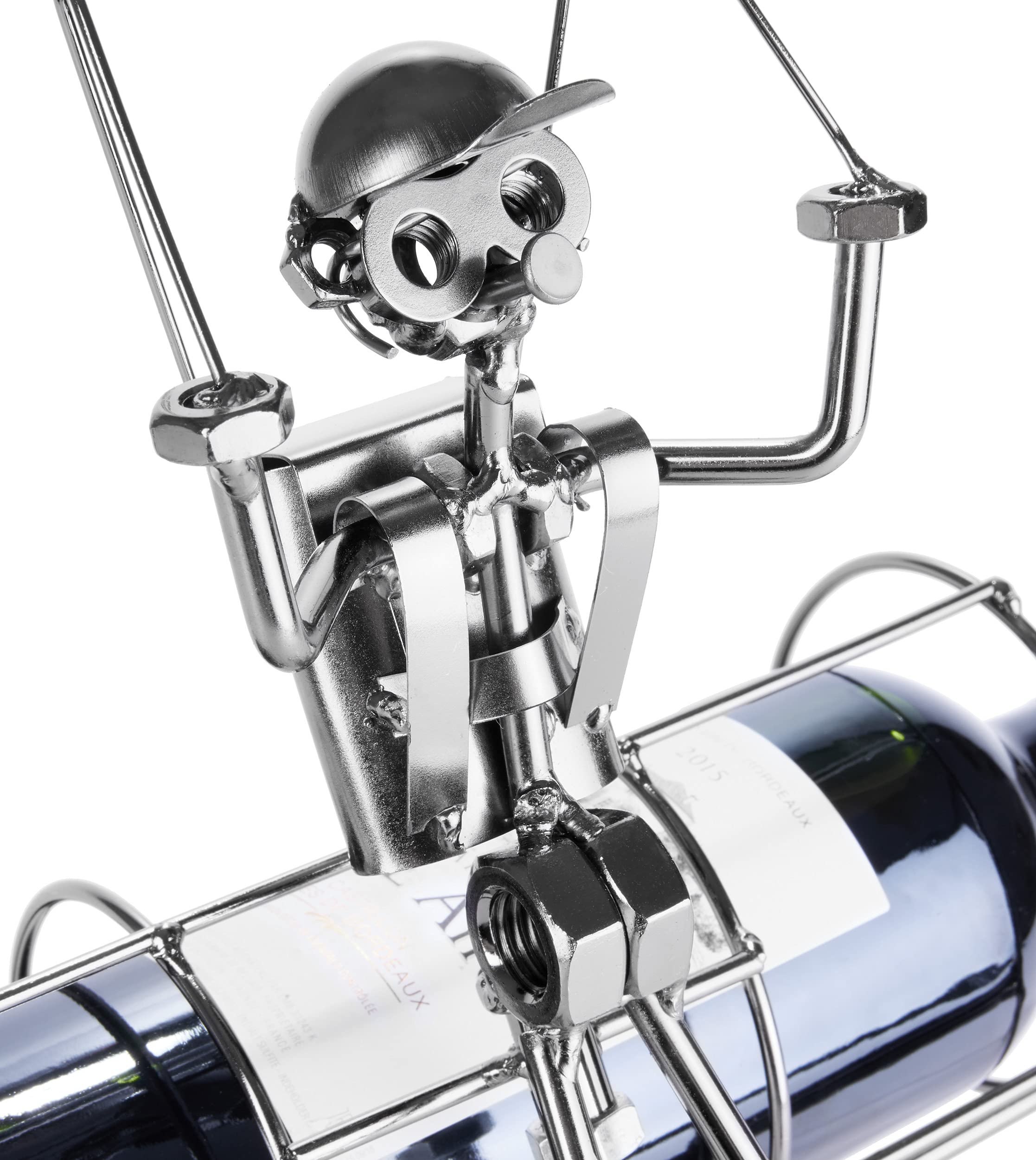 BRUBAKER Wine Bottle Holder Parachuter - Skydiver Metal Sculptures and Figurines Decor Wine Racks and Stands Gifts Decoration