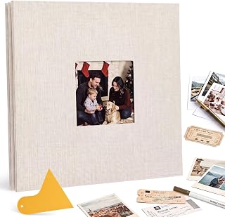 Photo Album Self Adhesive Scrapbook Album, for 4x6, 5x7 & 8x10 Photos | 40 Pages DIY Photo Album Book Scrapbook Supplies, for Notes, Birthday Gifts, Wedding, Travel, Baby & Family Memories