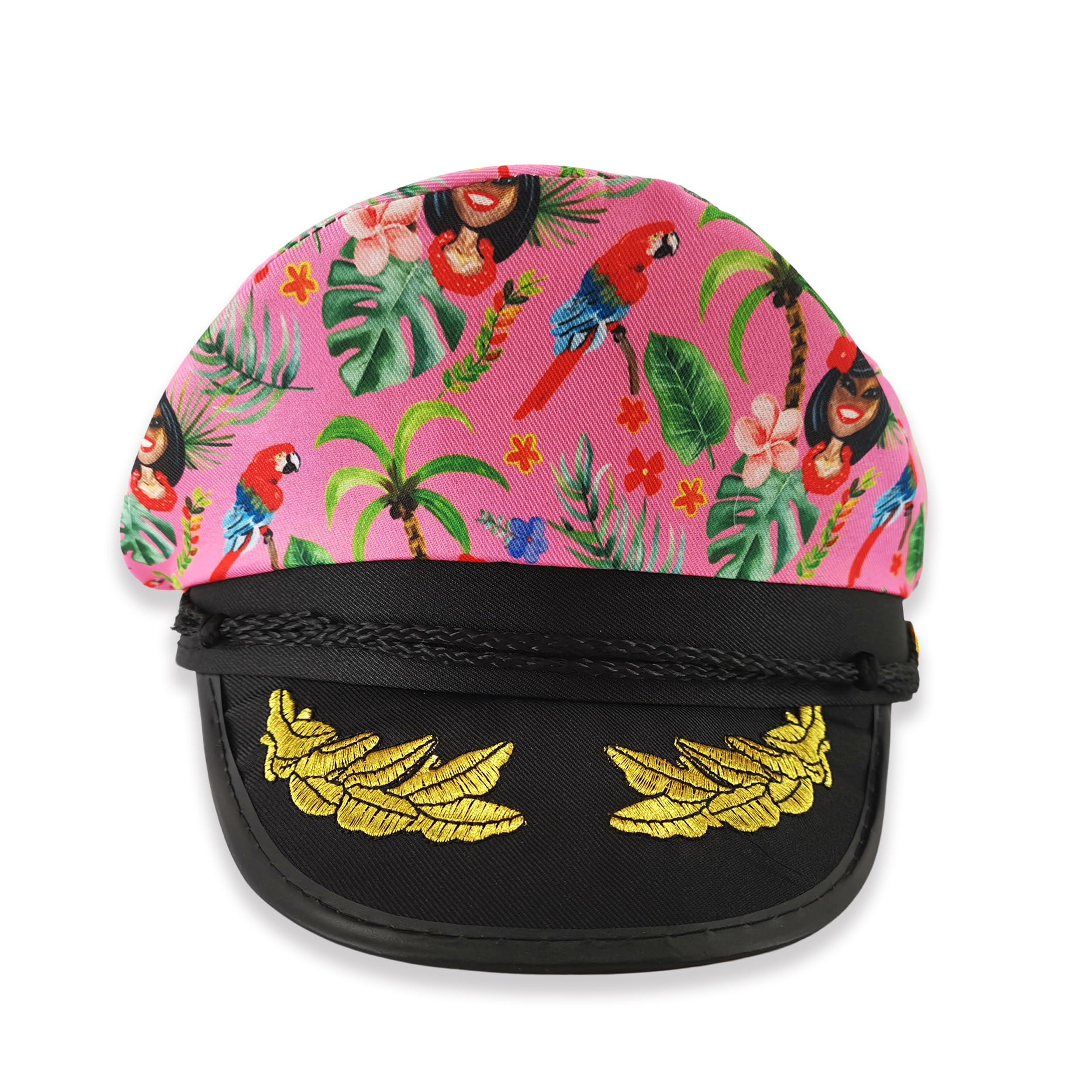 Party Captain Police Hat – Fancy Dress Nautical Party Accessory for Hen Do, Stag Night, Halloween, Festivals, Pride, Beach & Themed Event (Pink Hawaiian Tropical Vibes)