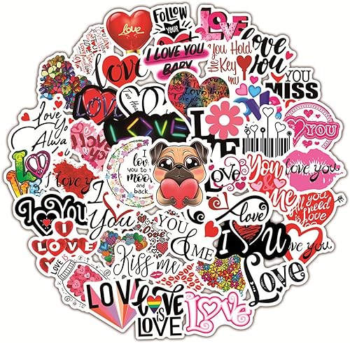 Miniatura 1 de 50 calcomanías románticas para el día de San Valentín, vinilo no repetitivo, impermeables, románticas para portátiles, regalos, botellas de agua,