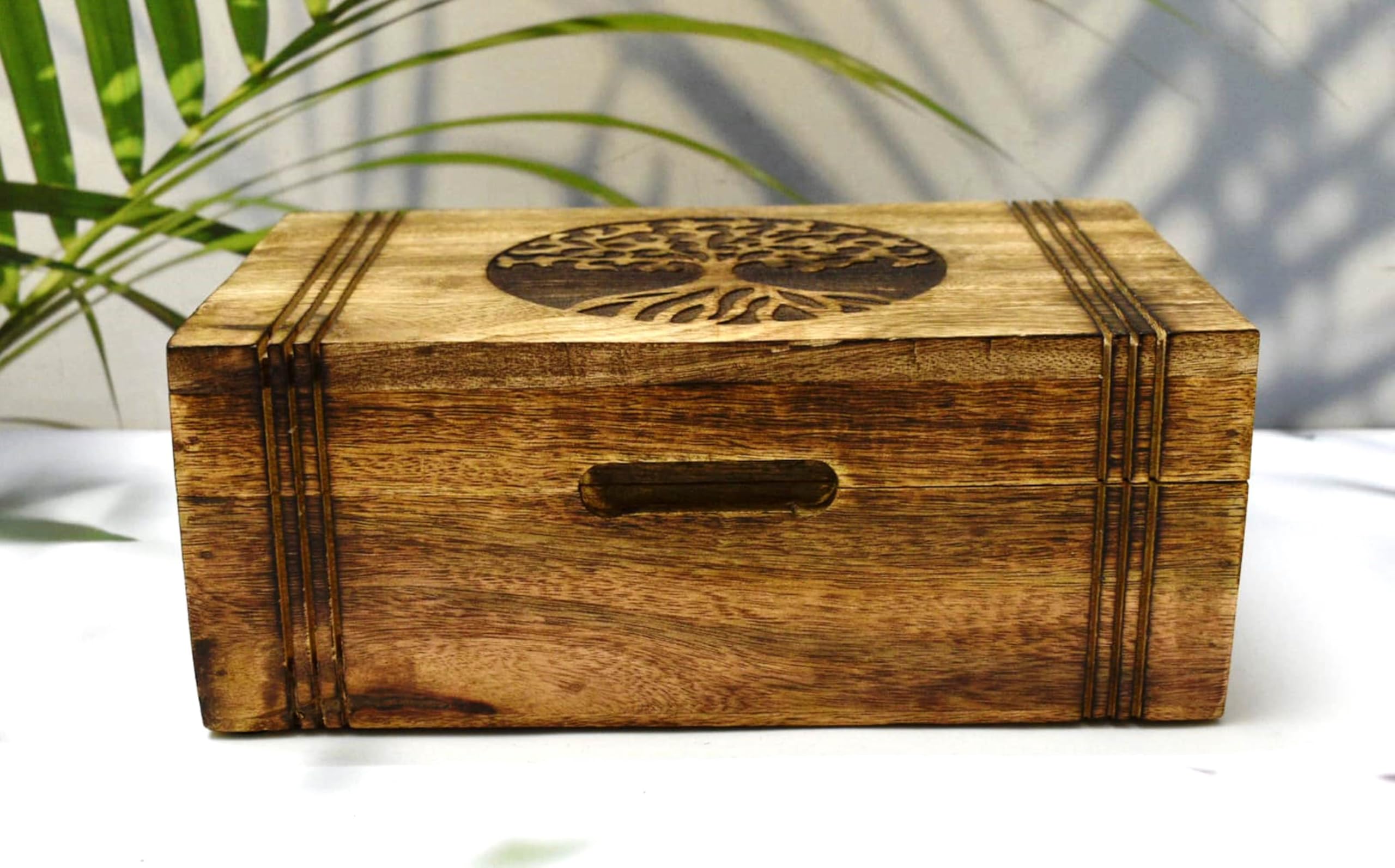 Teebox aus Holz – Teebox für Teebeutel Organizer – Gravierte Teetruhe aus Hartholz mit 6 Fächern – Tee-Aufbewahrungsbox Multifunktional – Holz Teebox Organizer – 25,4 x 15,2 cm (6 Fächer)