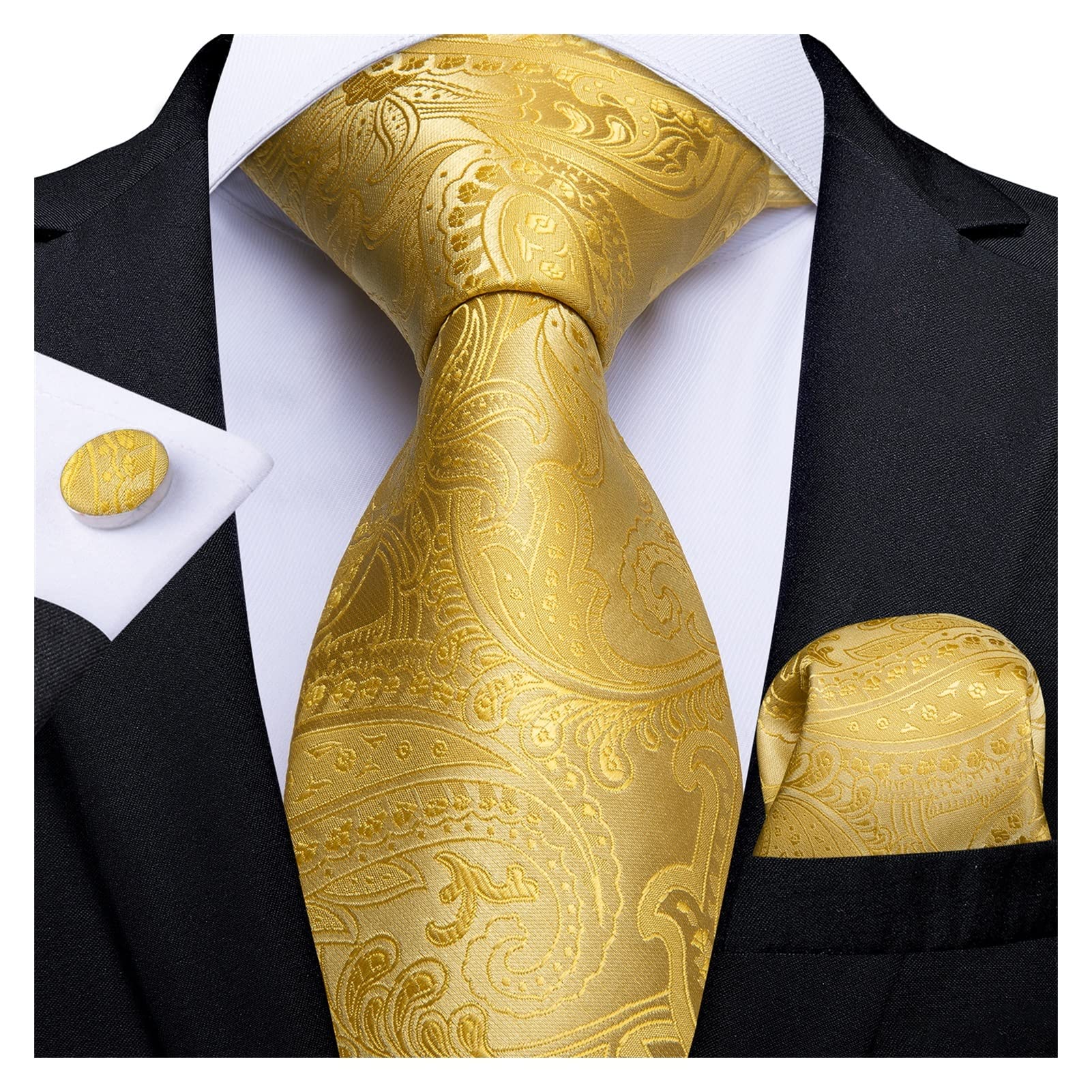 Set Cravatta Uomo In Seta 100% Con Fazzoletto Da Taschino, Strisce Nere, Lunghezza 150 Cm, Fatto A Mano