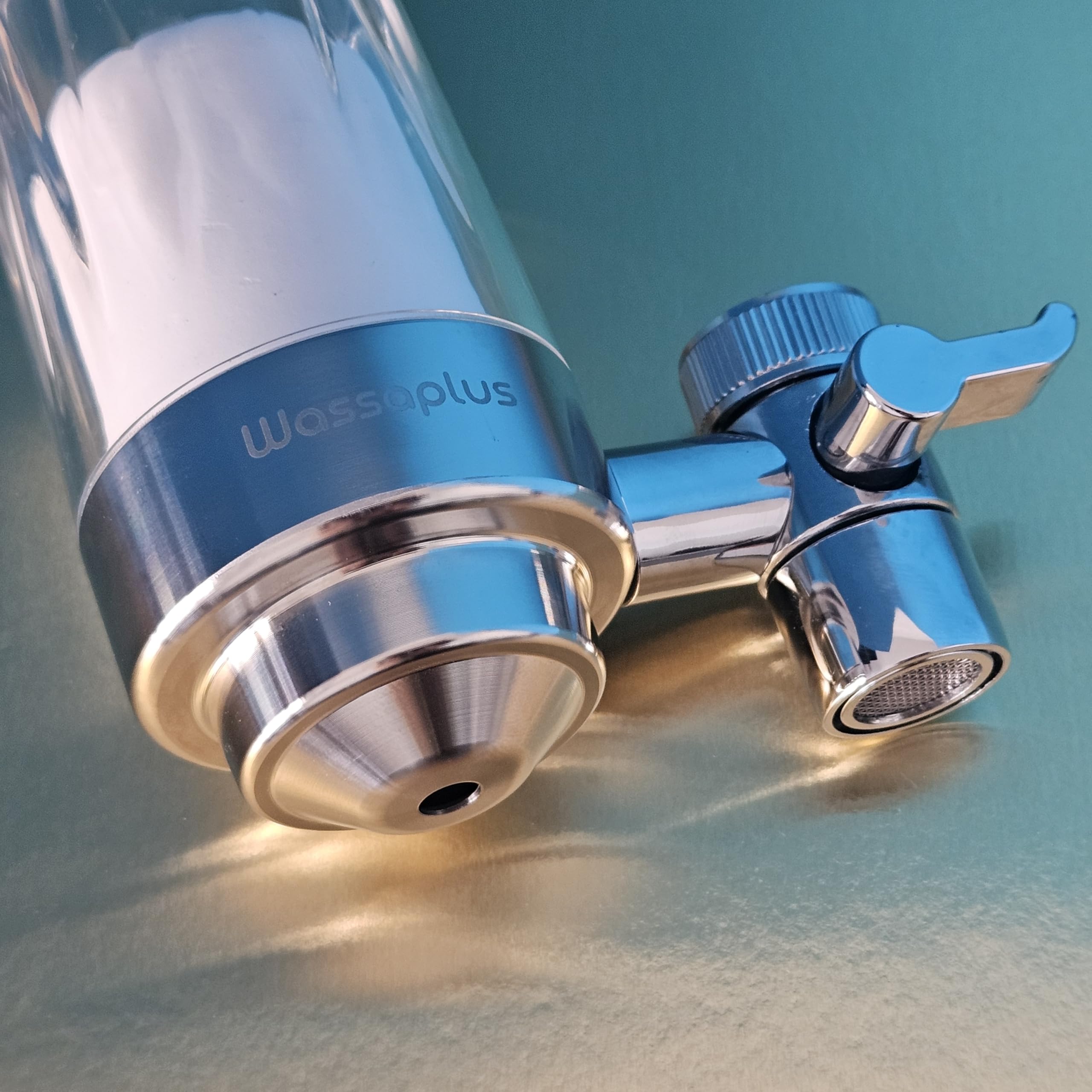 Super Core Filtre à eau pour robinet en acier inoxydable – Purificateur d'eau écologique – Élimine le chlore, les bactéries, la rouille, les microplastiques et améliore le goût de l'eau