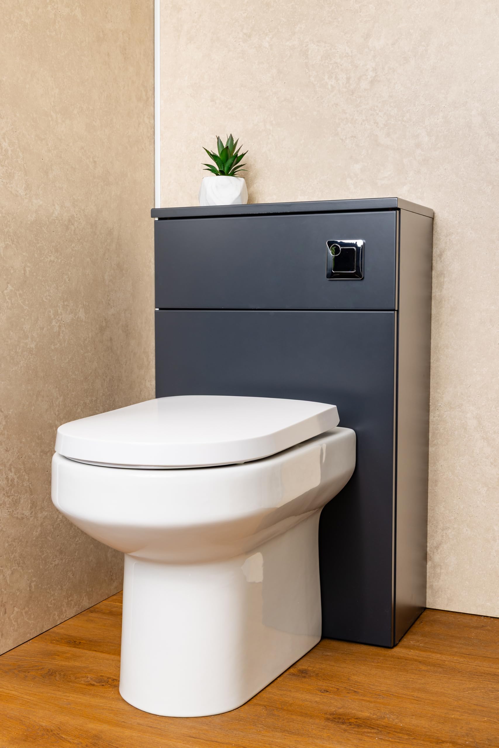 FLODE Placa de descarga cuadrada con botón de presión – Panel de botón de descarga de inodoro cromado – Placa de pared moderna de doble descarga para cisternas ocultas – Accesorio de baño fácil de
