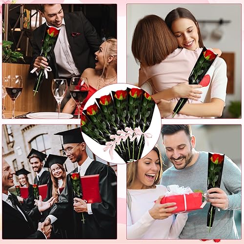 Miniatura 5 de Yexiya 100 bolsas de ramo de flores con una sola manga de rosa para flores, bolsa de embalaje floral individual, papel de regalo de flores para el