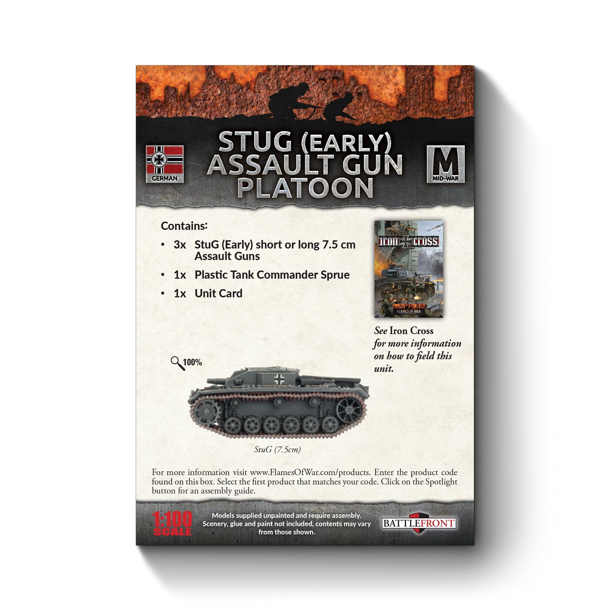 Flames of War Alemán Stug (temprano) Pelotón Pistola de Asalto (Guerra Media, GBX109)