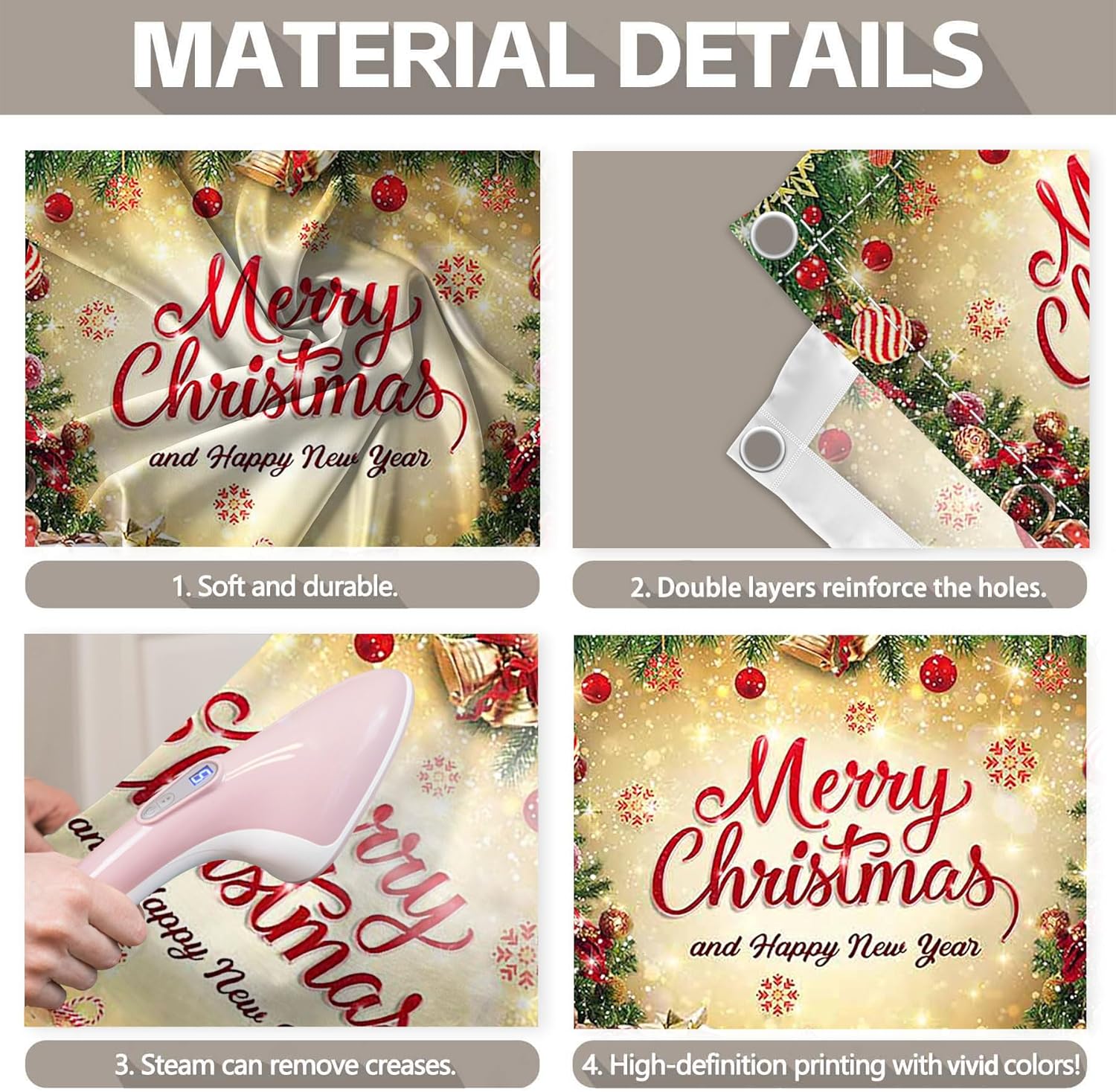 ZTHMOE 1PC 16x7ft Merry Christmas New Year Garage Door Banner Decorations Xmas Winter Pine Tree Gift Balls Photography Backdrop Home Family Wall Cover Holiday Party Supplies