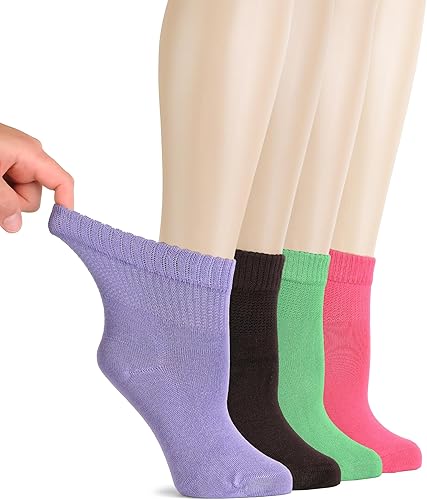Hugh Ugoli Calcetines para diabéticos para mujer, súper suaves, finos calcetines de bambú anchos, sueltos, parte superior no vinculante, puntera sin Hugh Ugoli Calcetines para diabéticos para mujer, súper suaves, finos calcetines de bambú anchos, sueltos, parte superior no vinculante, puntera sin