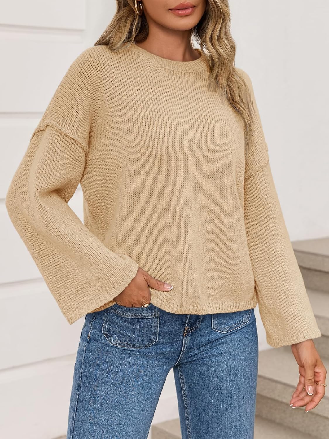 Cicy Bell Womens Oversized Crew Neck Sweater Fall Long Sleeve Knit Tops Trendy Casual Loose Fit Pullover Sweaters - Image 4