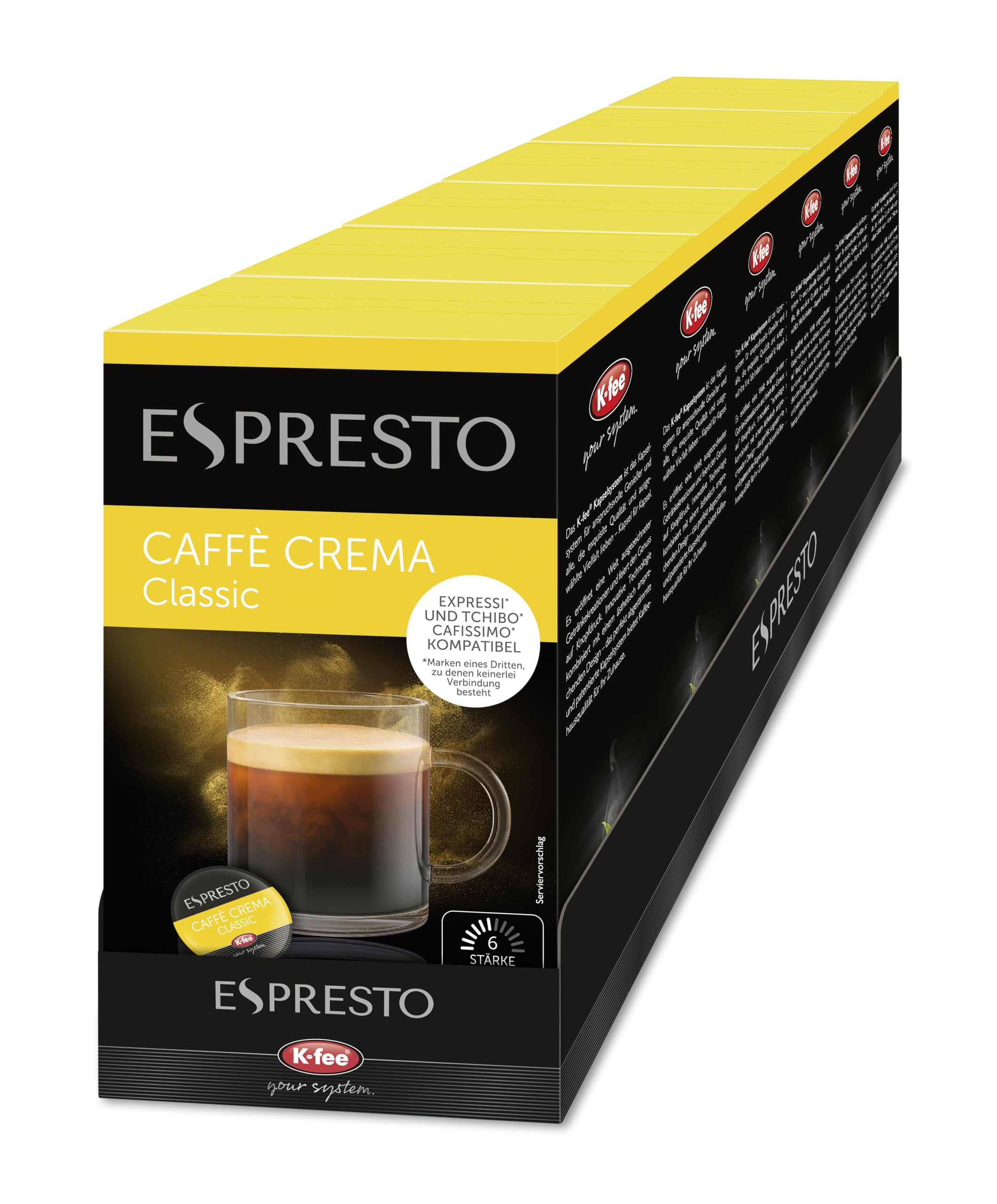ESPRESTO Caffè Crema Classic, kompatibel mit K-fee & Aldi EXPRESSI*, RFA zertifiziert, 96 Kaffeekapseln