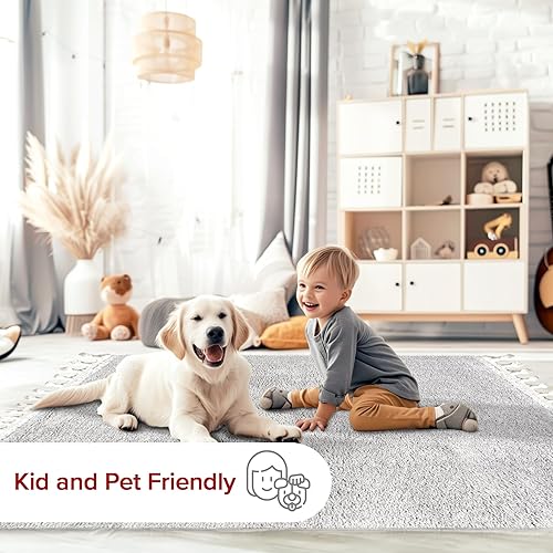 Miniatura 6 de nuLOOM Neva - Alfombra de área afelpada y moderna, con borlas, 9 x 12 pies, color gris