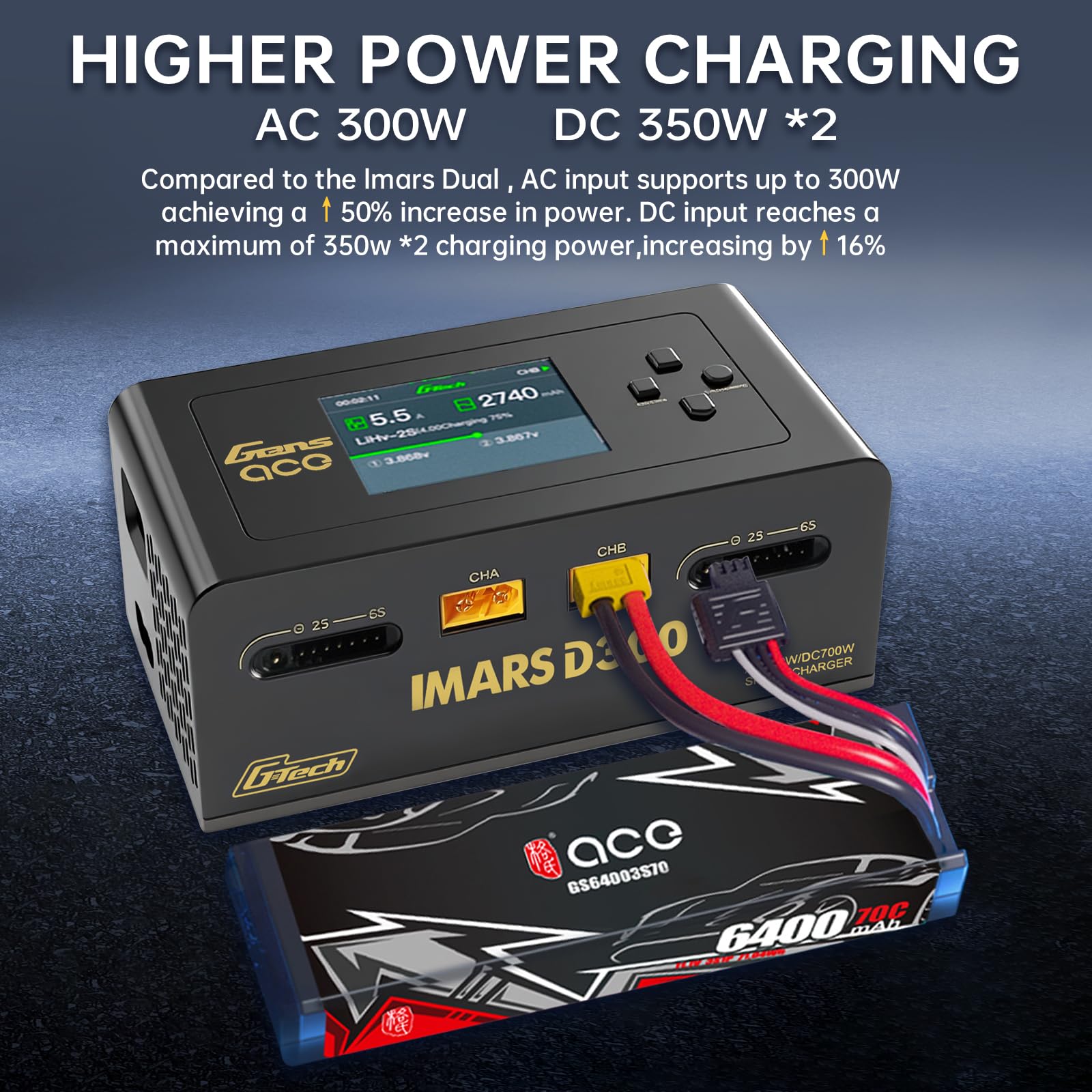Amazon | リポバッテリー充電器 Gens Ace 充電器 IMARS D300 G-Tech