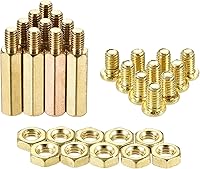 Vista 9 de uxcell M4 - Espaciador hexagonal de latón de 0.669 in+0.236 in macho-hembra, kit de tuercas roscadas para placa base PCB, placa de circuito