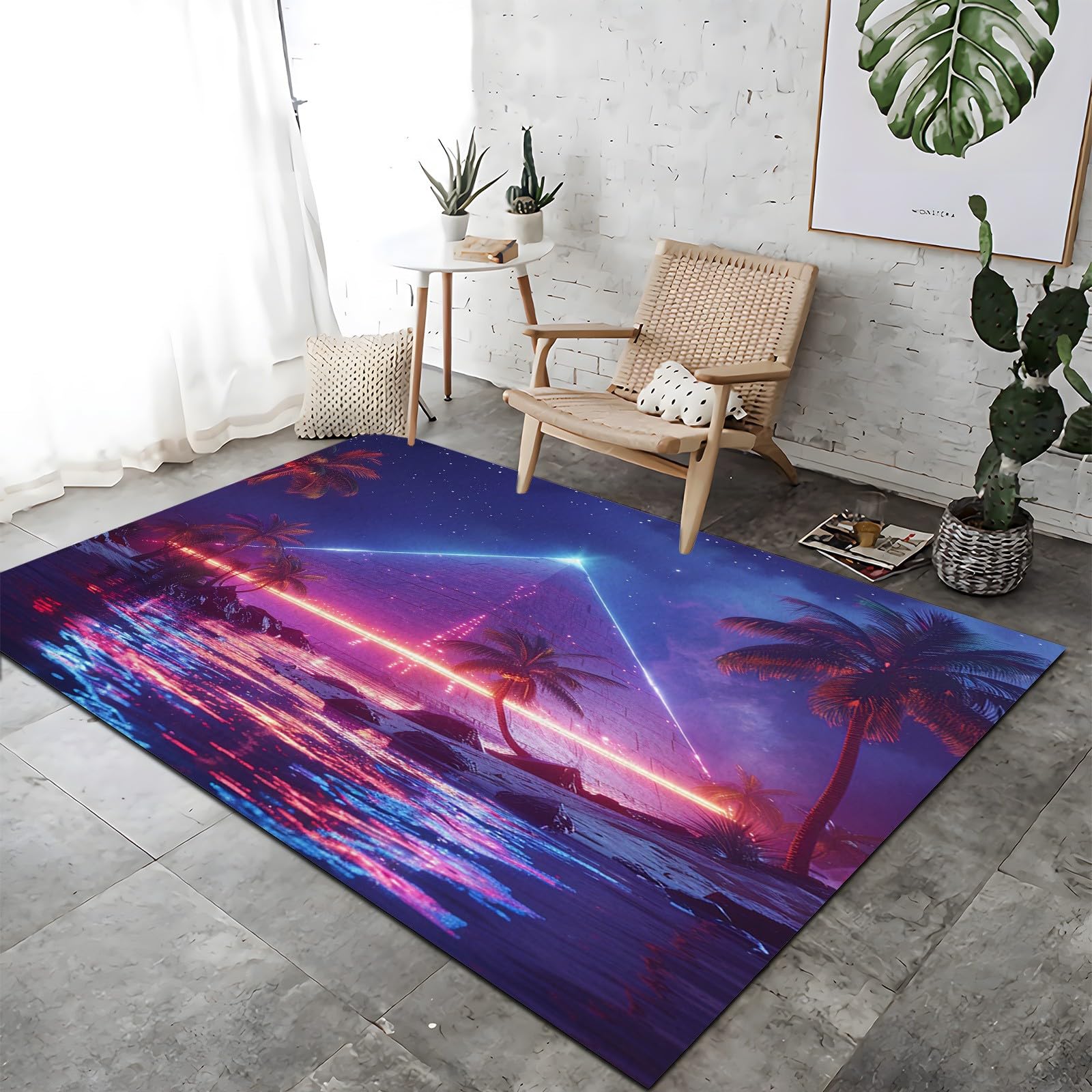 Tappeto Camera da Letto 140 x 200 cm Piramide di costruzione del gioco Tappeto Salotto Antiscivolo per Soggiorno Camera da Letto Cameretta, Moderno Tappeto Lavabile in Lavatrice