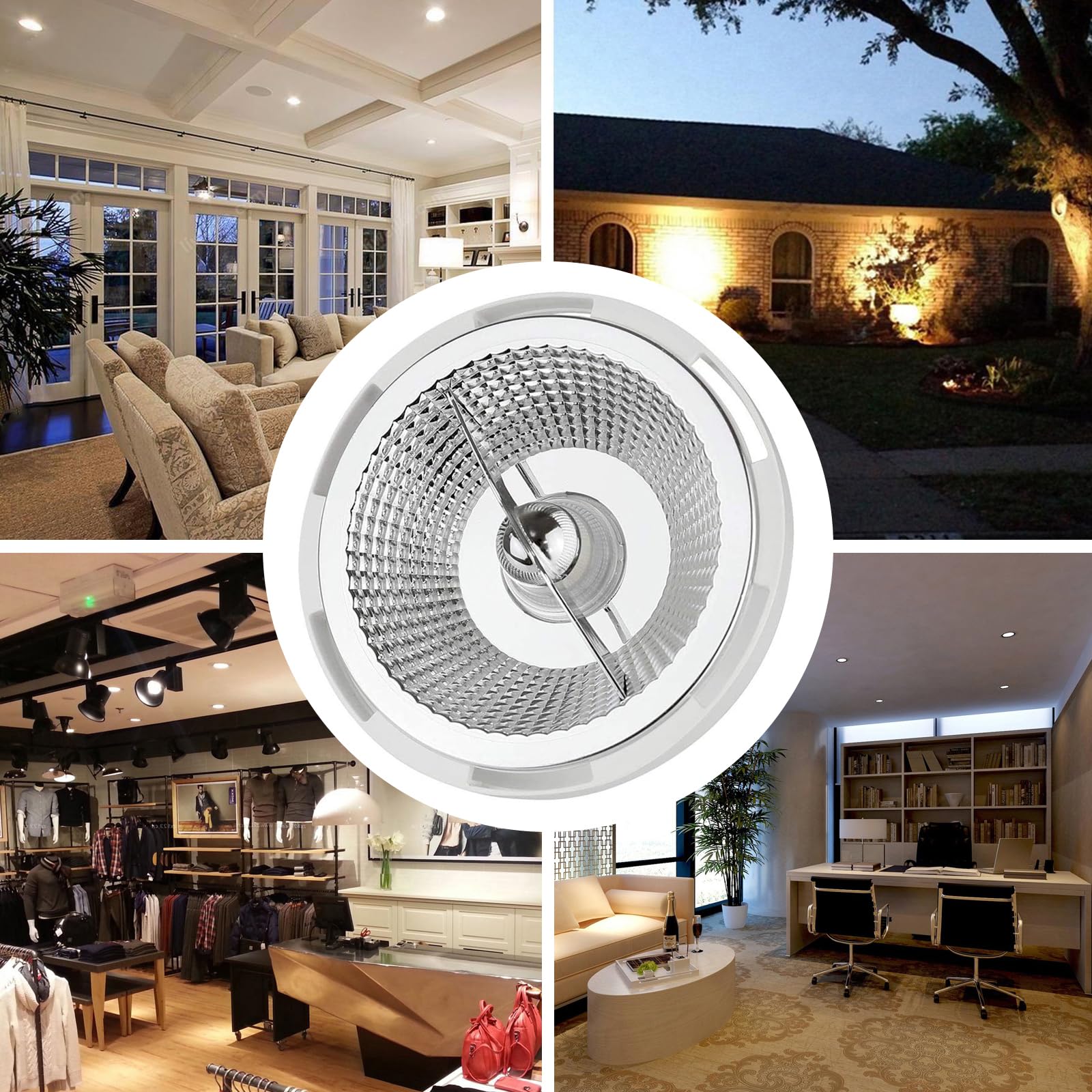 Lampadine AR111 G53 da 12W COB - Confezione da1200 Lumen - Faretto a Bassa Tensione 12V - Non Dimmerabile(Natural Daylight 4000k)