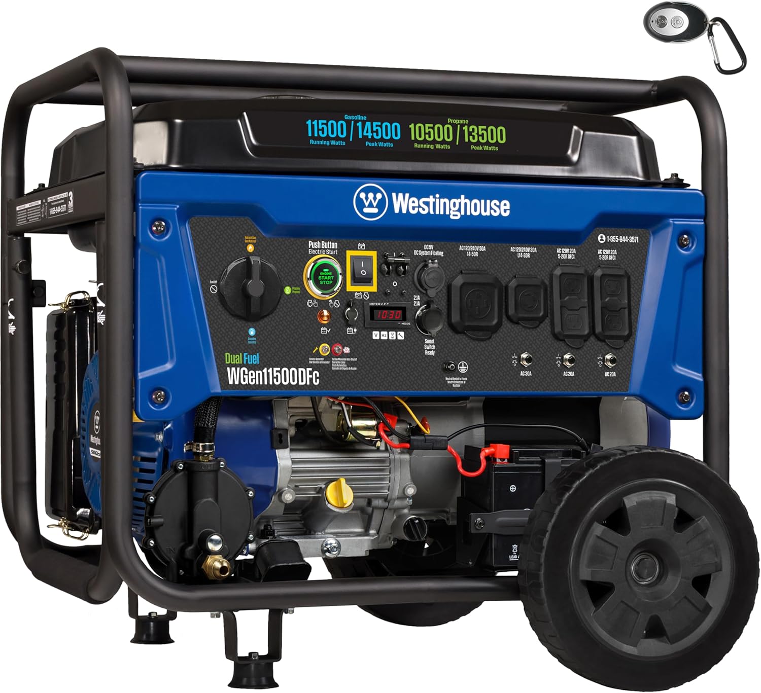 Westinghouse Outdoor Power Equipment 14500 Peak Watt Dual Fuel Home Backup Portable Generator, Remote Electric Start, Transfer Switch Ready, Gas and Propane Powered