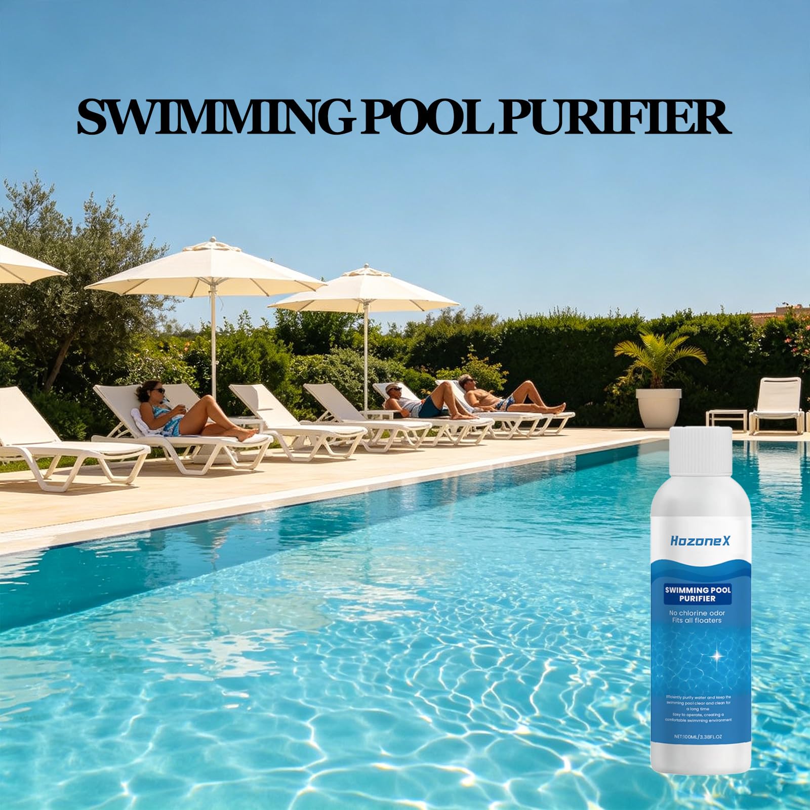 Hozonex Schwimmbad Reiniger, Pool Wasserreiniger für kristallklares Wasser, effektiver Pool Klärer zur Trübungsentfernung, für Aufstellbecken, Gartenpool, Whirlpool (3 Artikel)