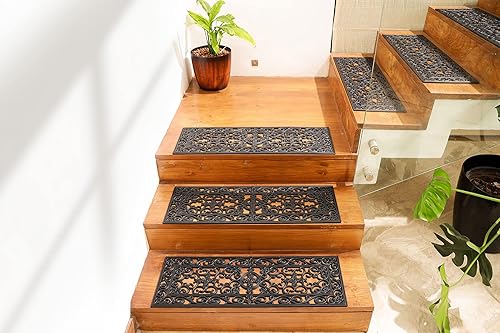 Miniatura 4 de IRONGATE Peldaños de escalera, paquete de 6 peldaños de escalera, tapetes de goma antideslizantes para interiores y exteriores, resistentes,