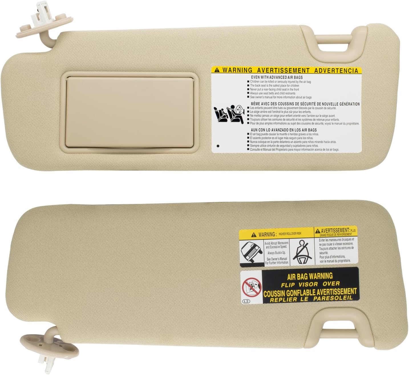 NHILES Left Driver Side Sun Visor Compatible with Toyota Highlander 2014 2015 2016 2017 2018 2019 Replaces# 74320-0E074-A0 Color Flaxen