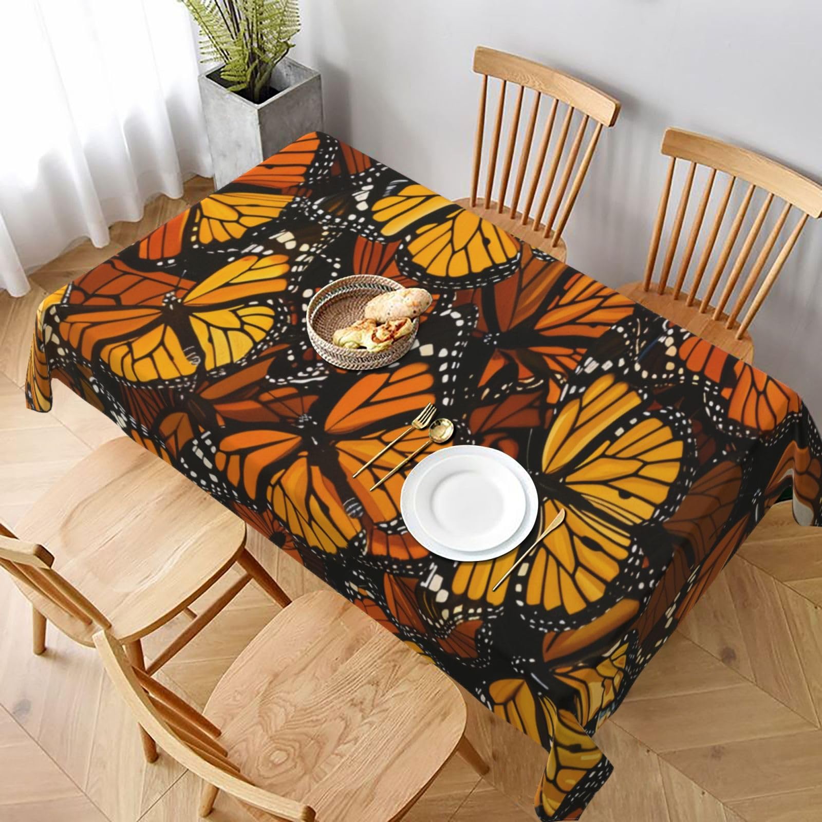 WPKJU Heaps of Orange Monarch Butterflies Printed Tablecloth 60x90 in Water Resistant Table Cover Washable Rectangle Table Cloth for Dining Tables