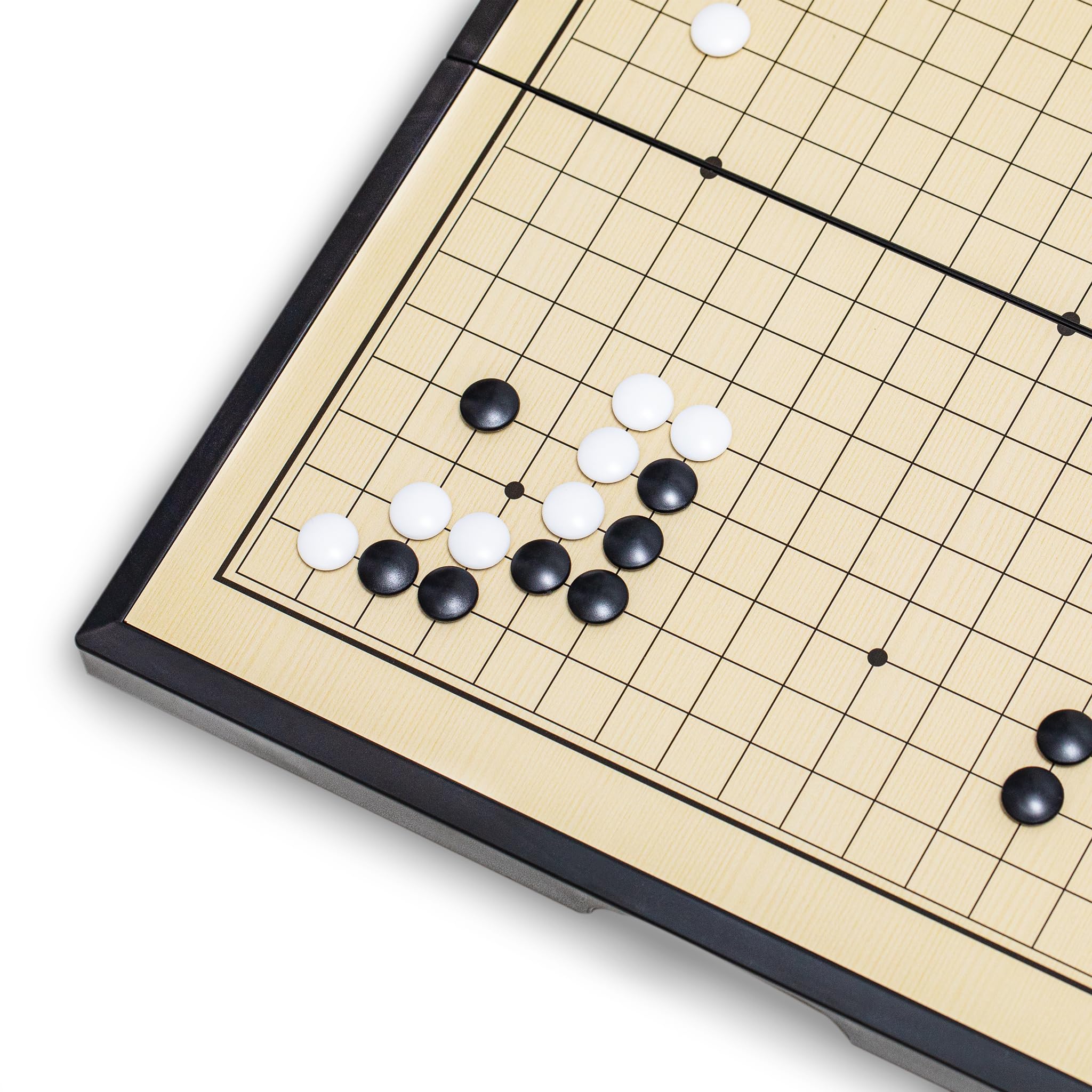 Black long Di fang Go Brettspiel, 27,9 cm (11 Zoll), faltbar, tragbar und für Reisen, (19 x 19 cm), strategisches magnetisches Brettspiel (Weiqi)