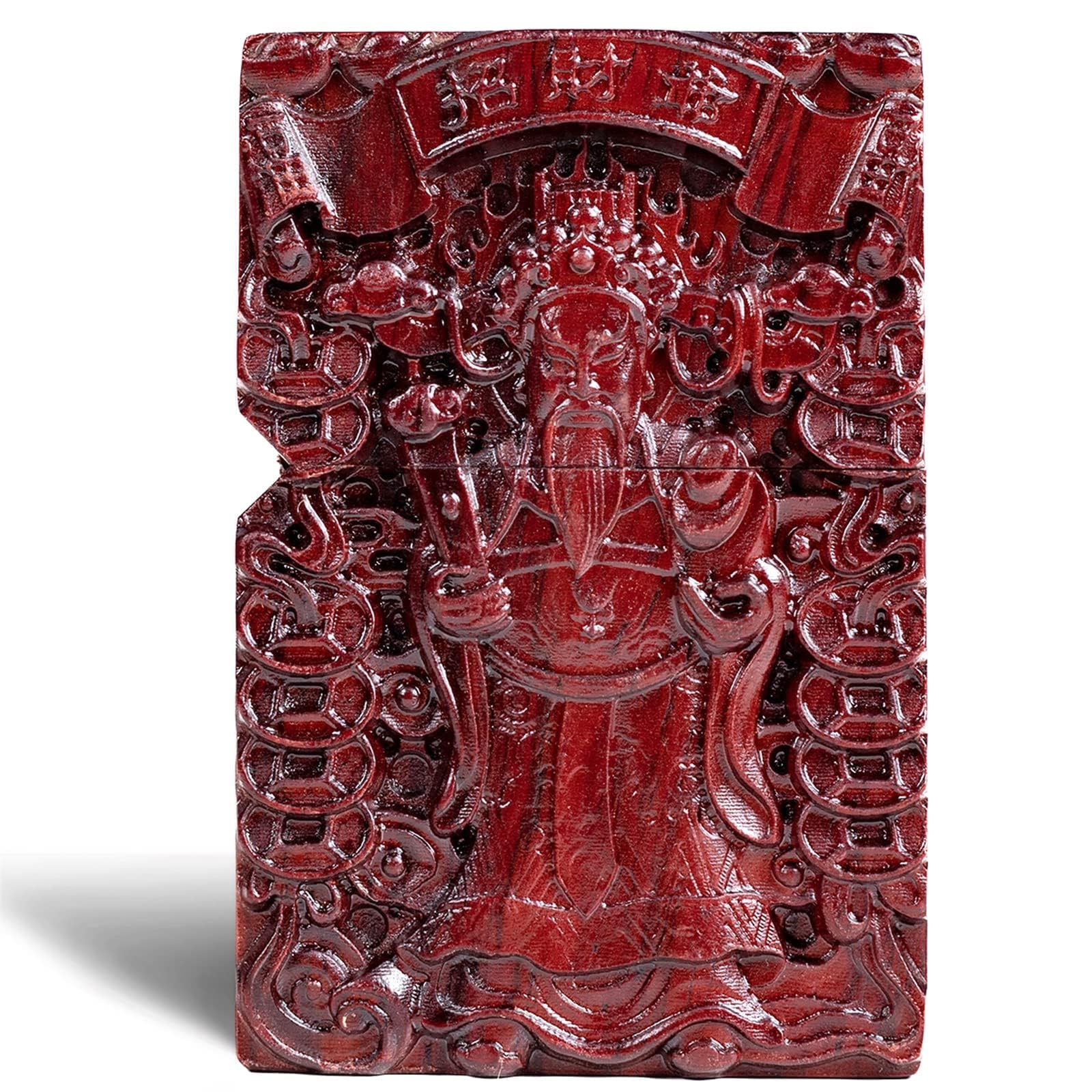 God Of Wealth Meidai Natural Red Sandalwood Rosewood Carving Lighter，Replaceable For Zippo (Only Case), Compatible Insert Size 3.6Cm * 1.2Cm * 5Cm，Lighter Housing (God Of Wealth)